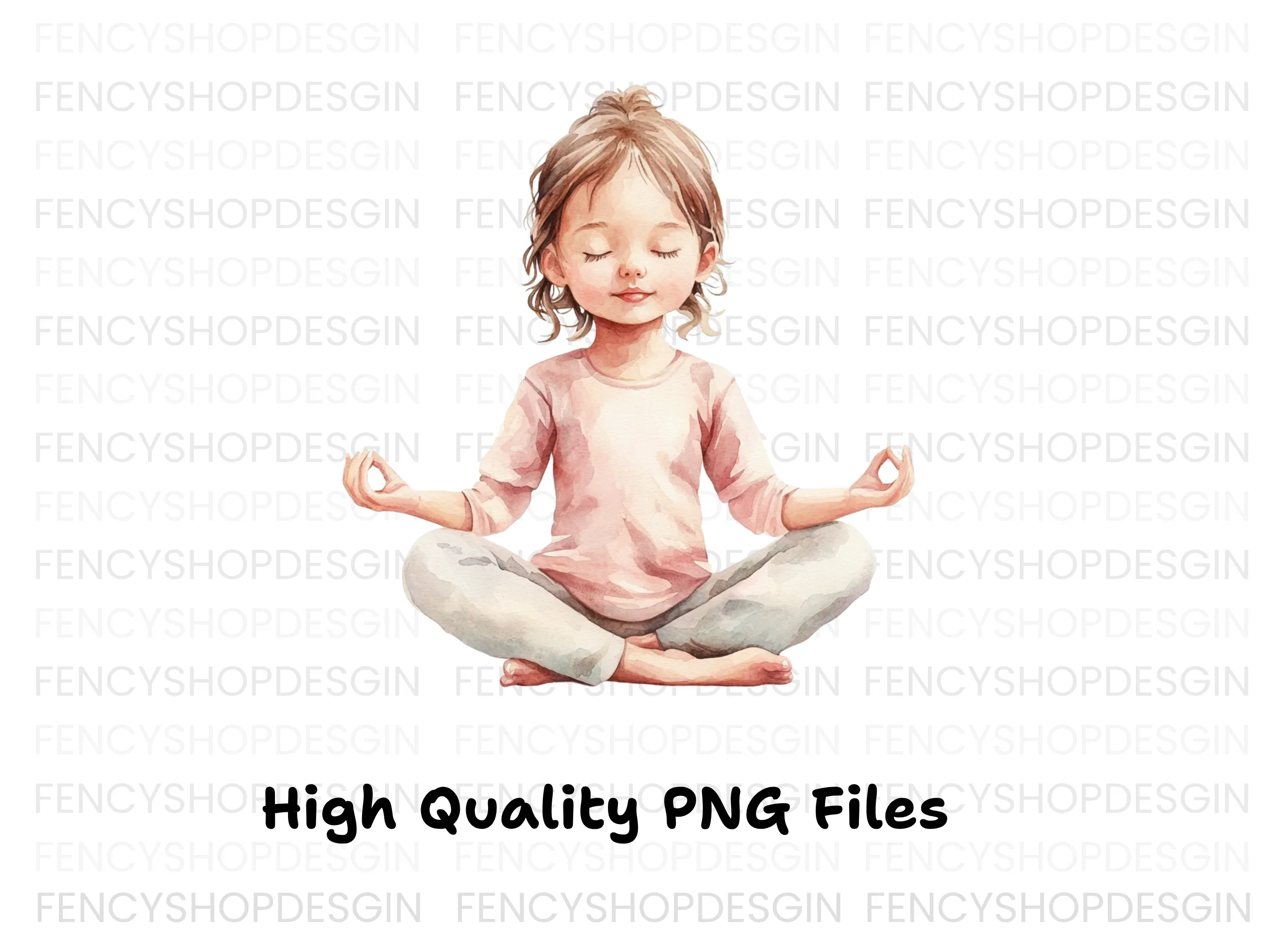 Little Girl Meditating Clipart Bundle - Image 2