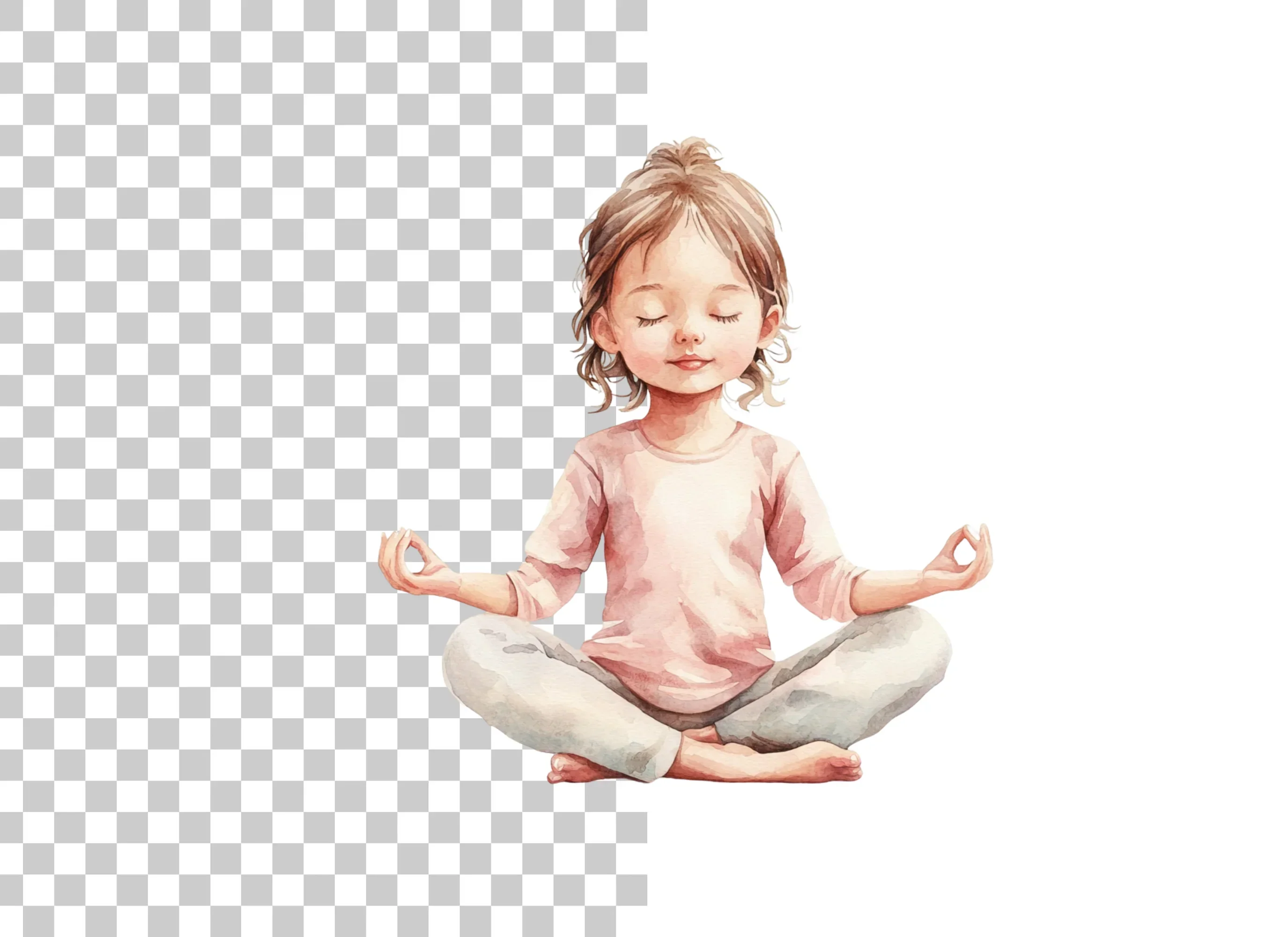 Little Girl Meditating Clipart Bundle - Image 3