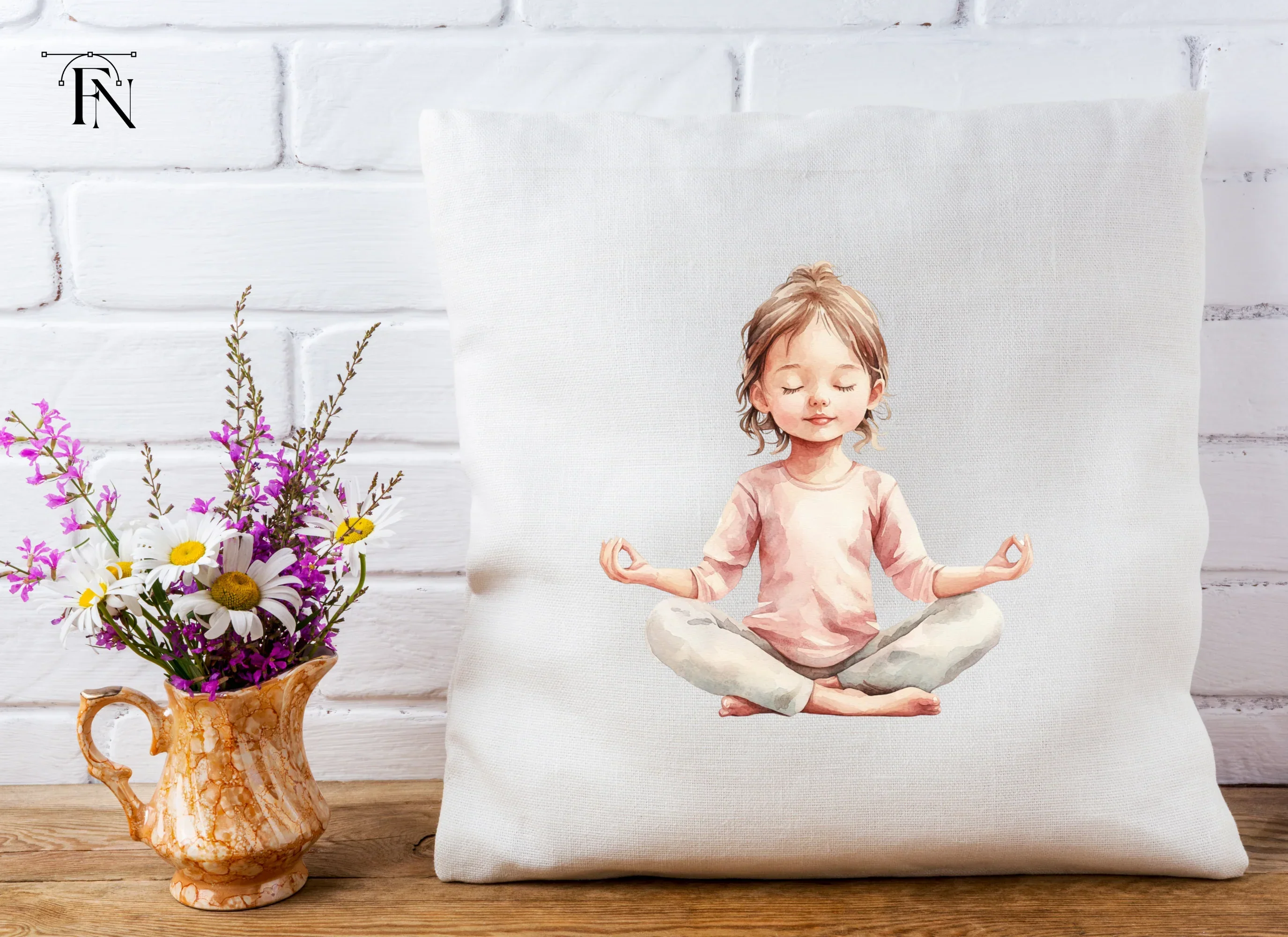 Little Girl Meditating Clipart Bundle - Image 4