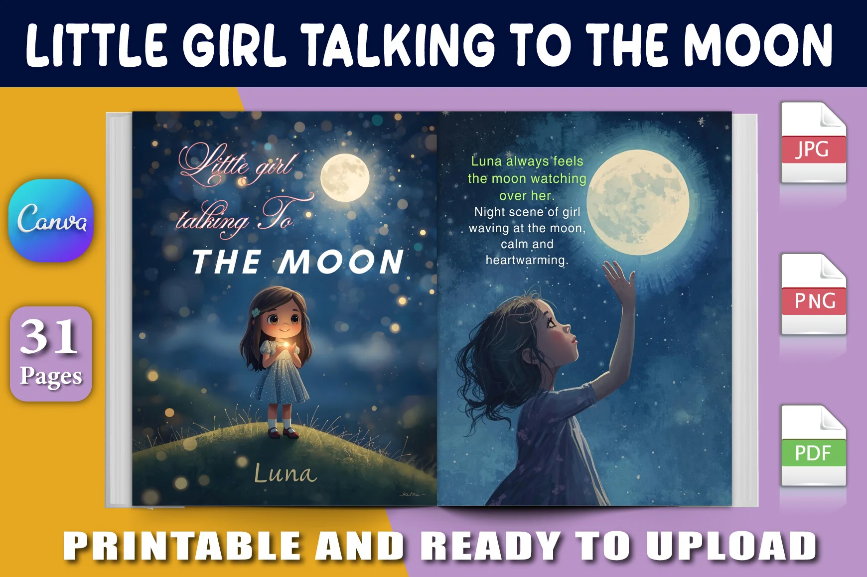 Little Girl Talking to the Moon
