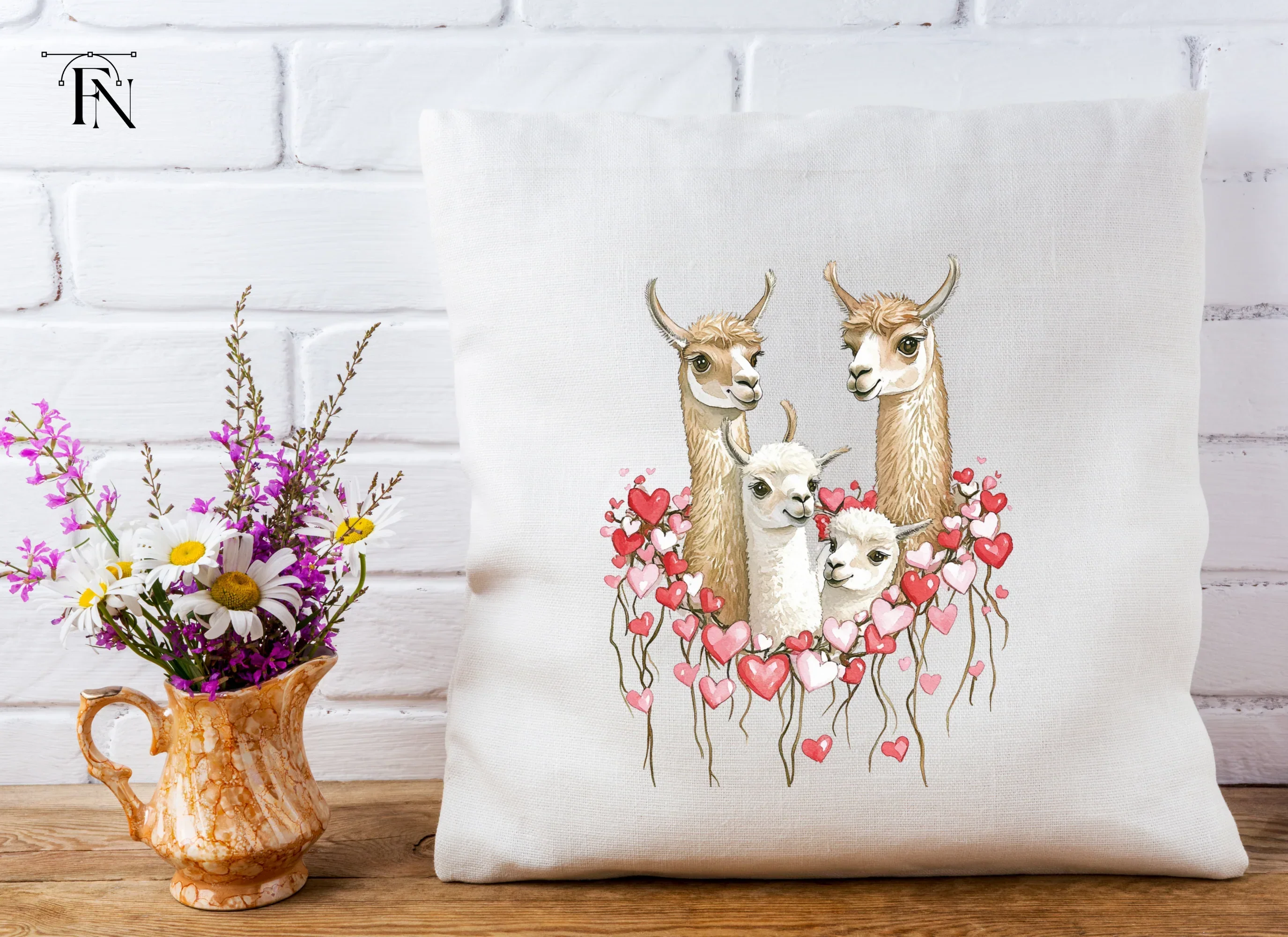Llama Family with Hearts Clipart Bundle - Image 5