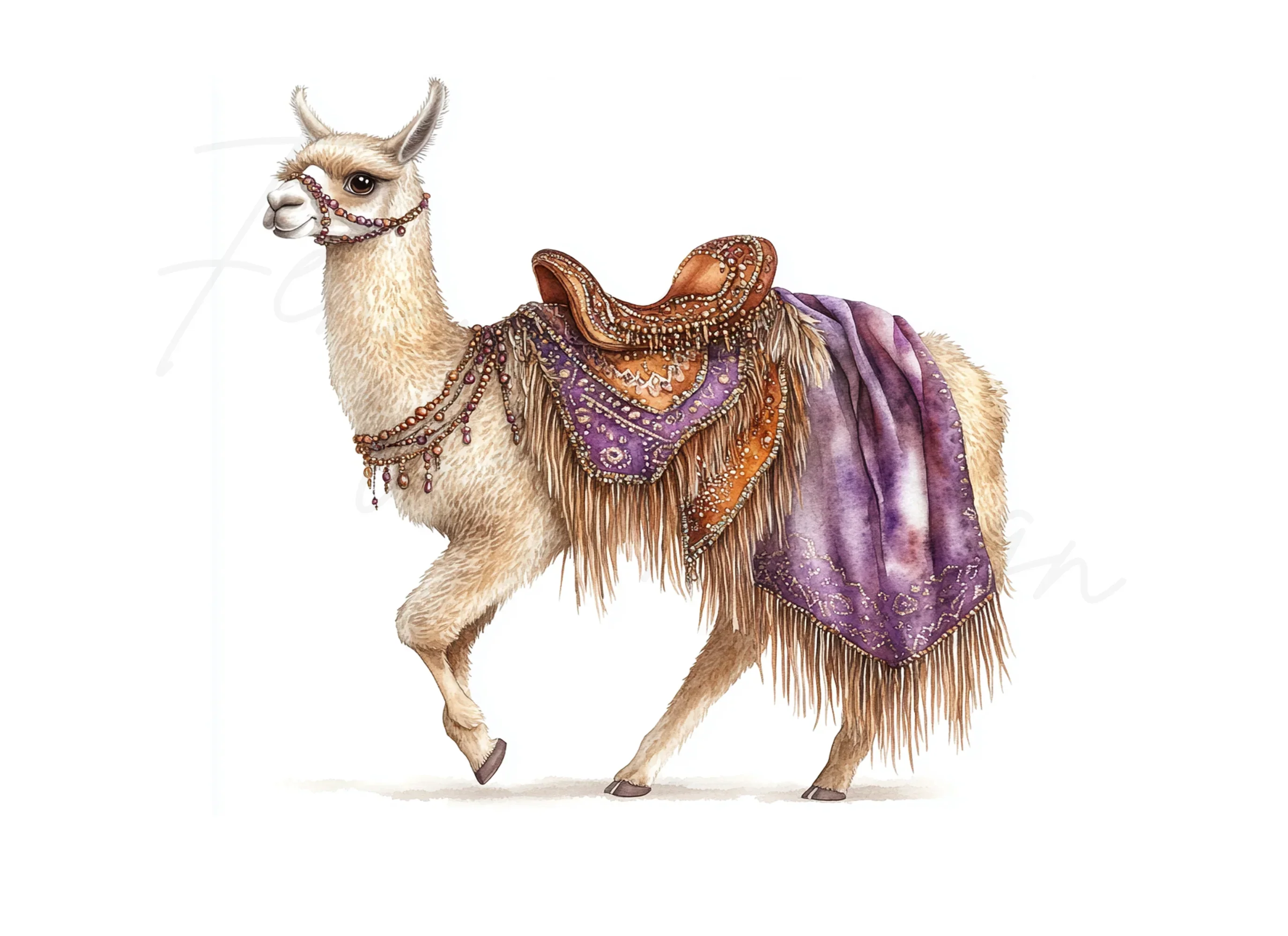 Llama with Ornate Saddles Clipart Bundle - Image 3