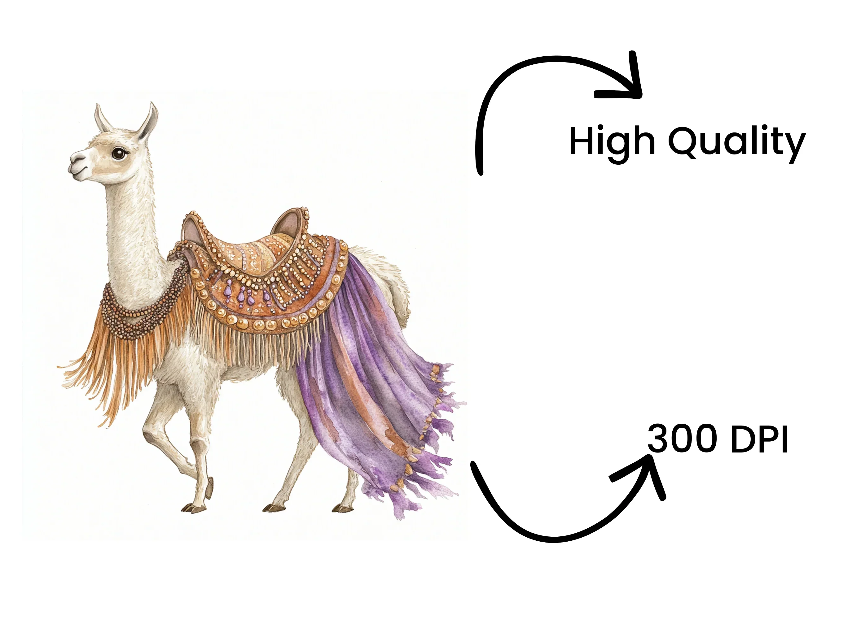 Llama with Ornate Saddles Clipart Bundle - Image 4