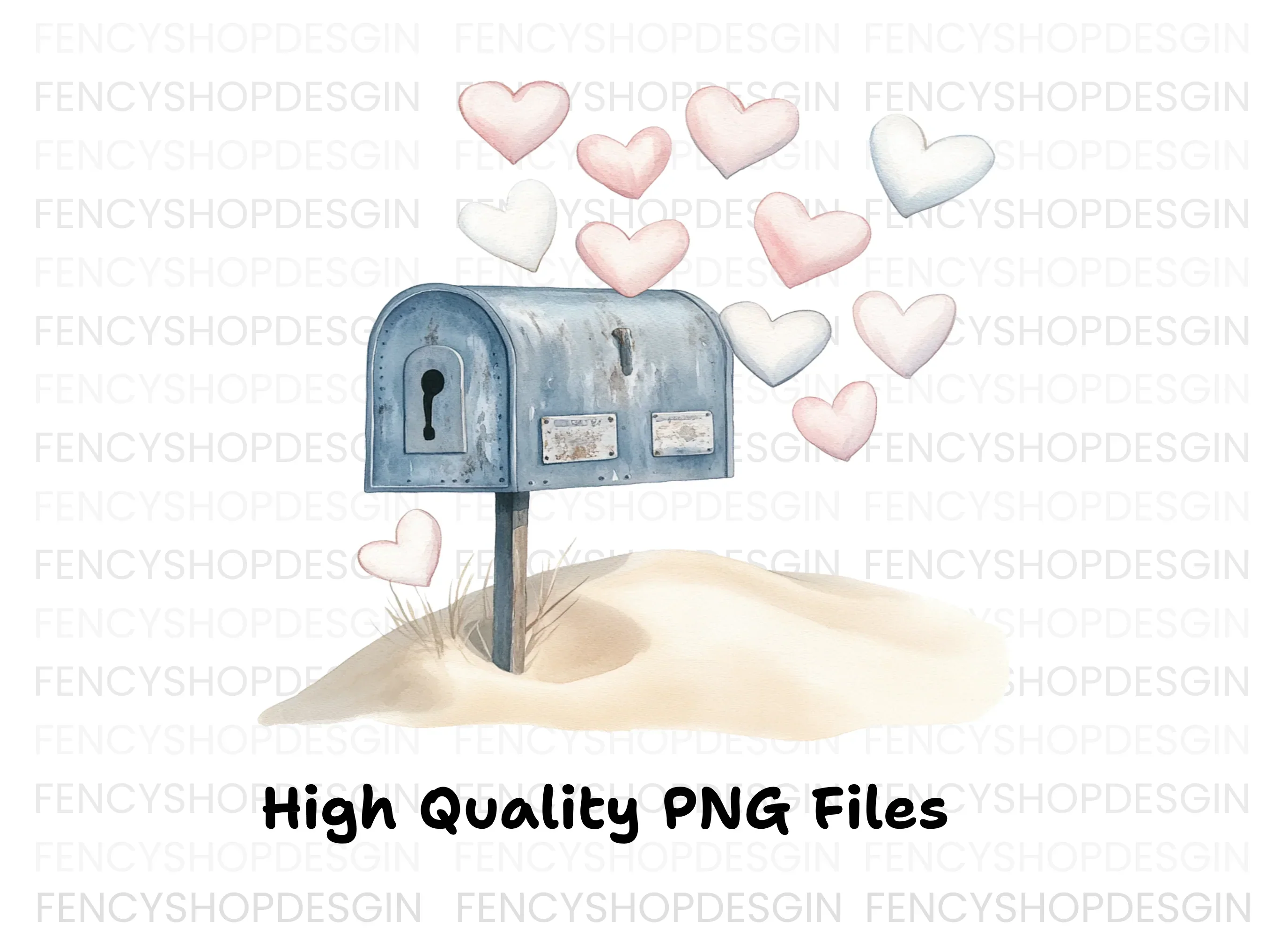 Love Mailbox with Hearts Clipart Bundle - Image 2