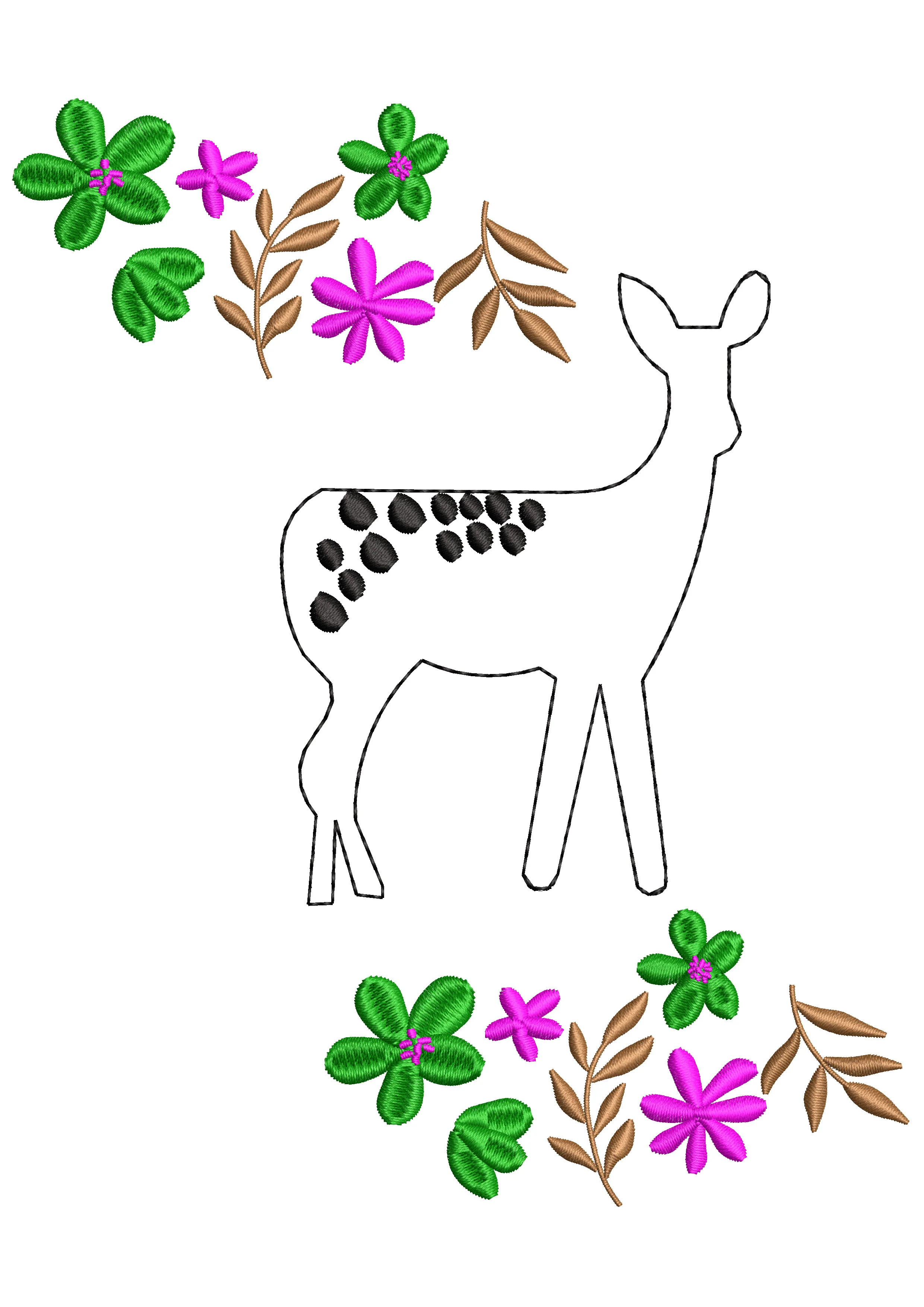 Lovely Deer Embroidery Design