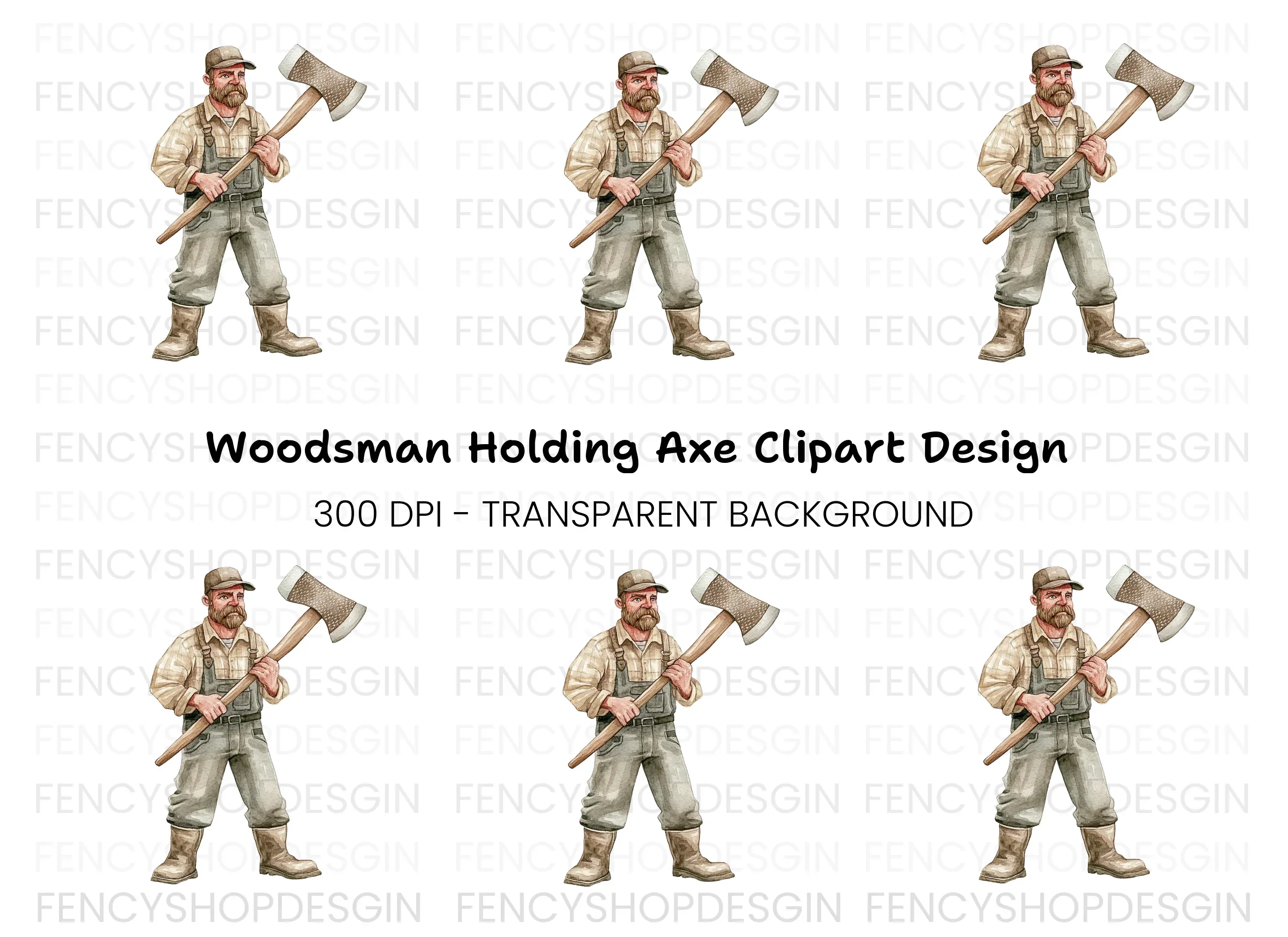 Lumberjack With Axe Clipart Bundle