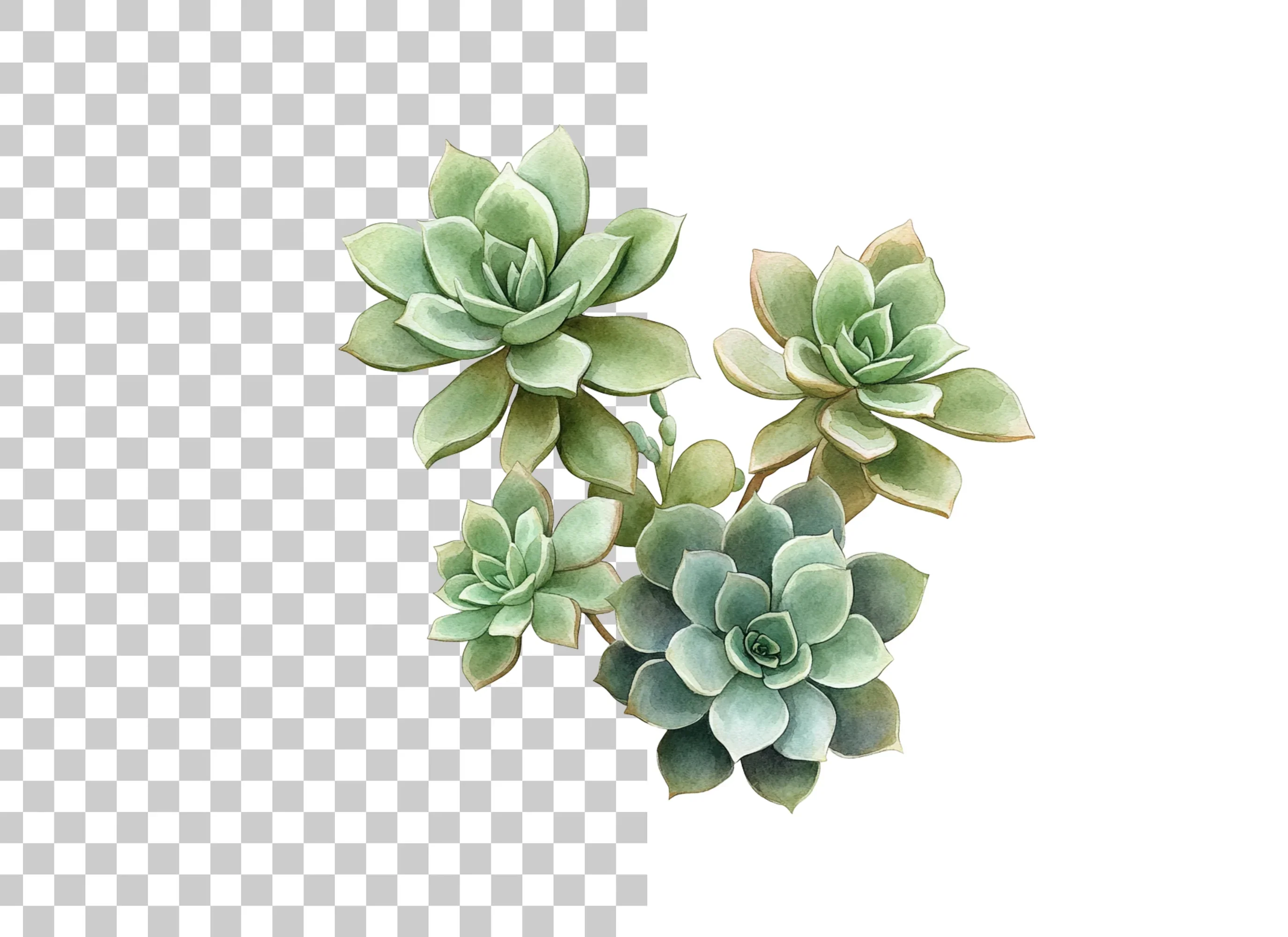 Lush Green Succulent Arrangement Clipart Bundle - Image 2