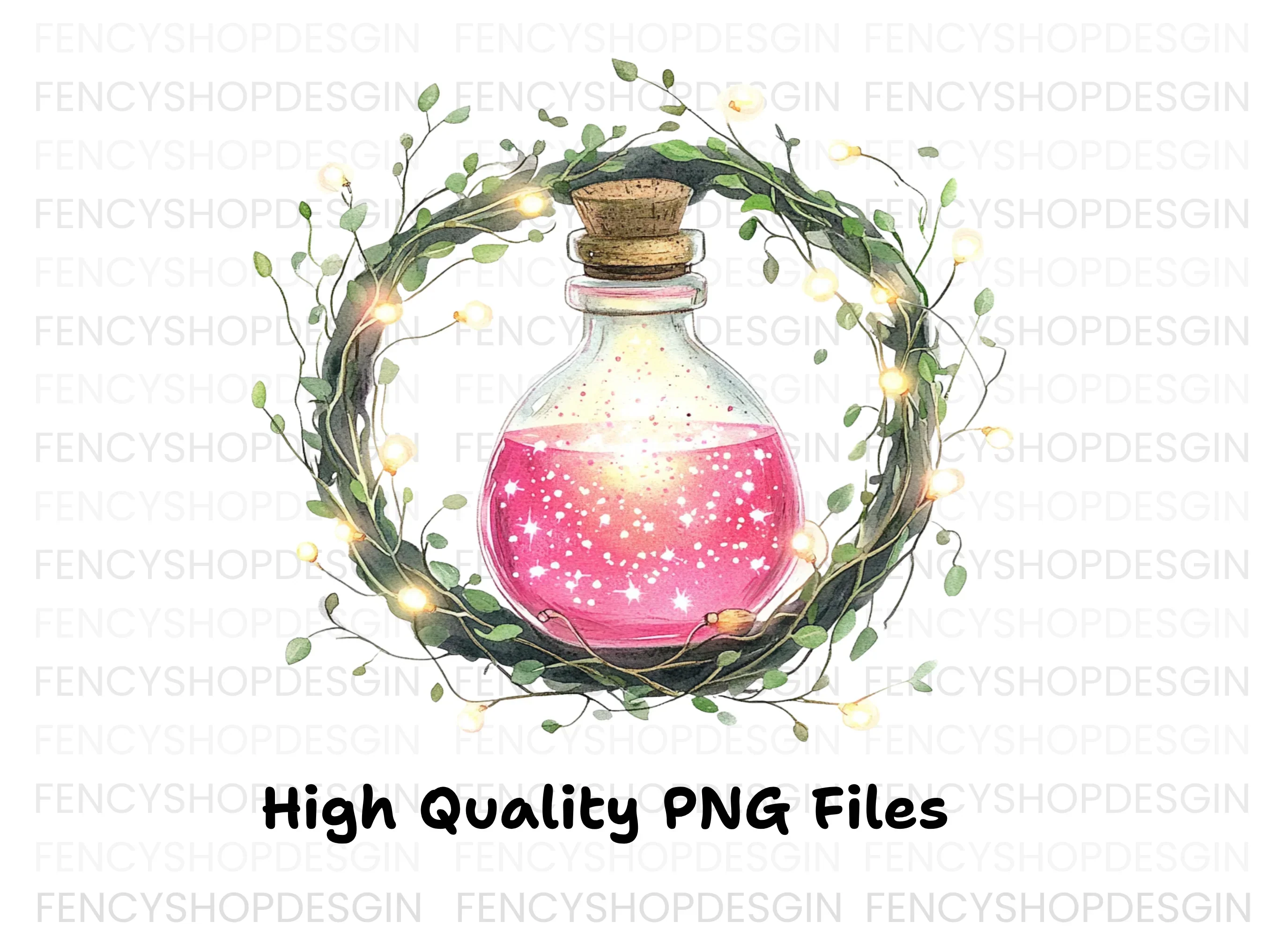 Magic Potion Bottles with Wreaths Clipart Bundle - Image 3