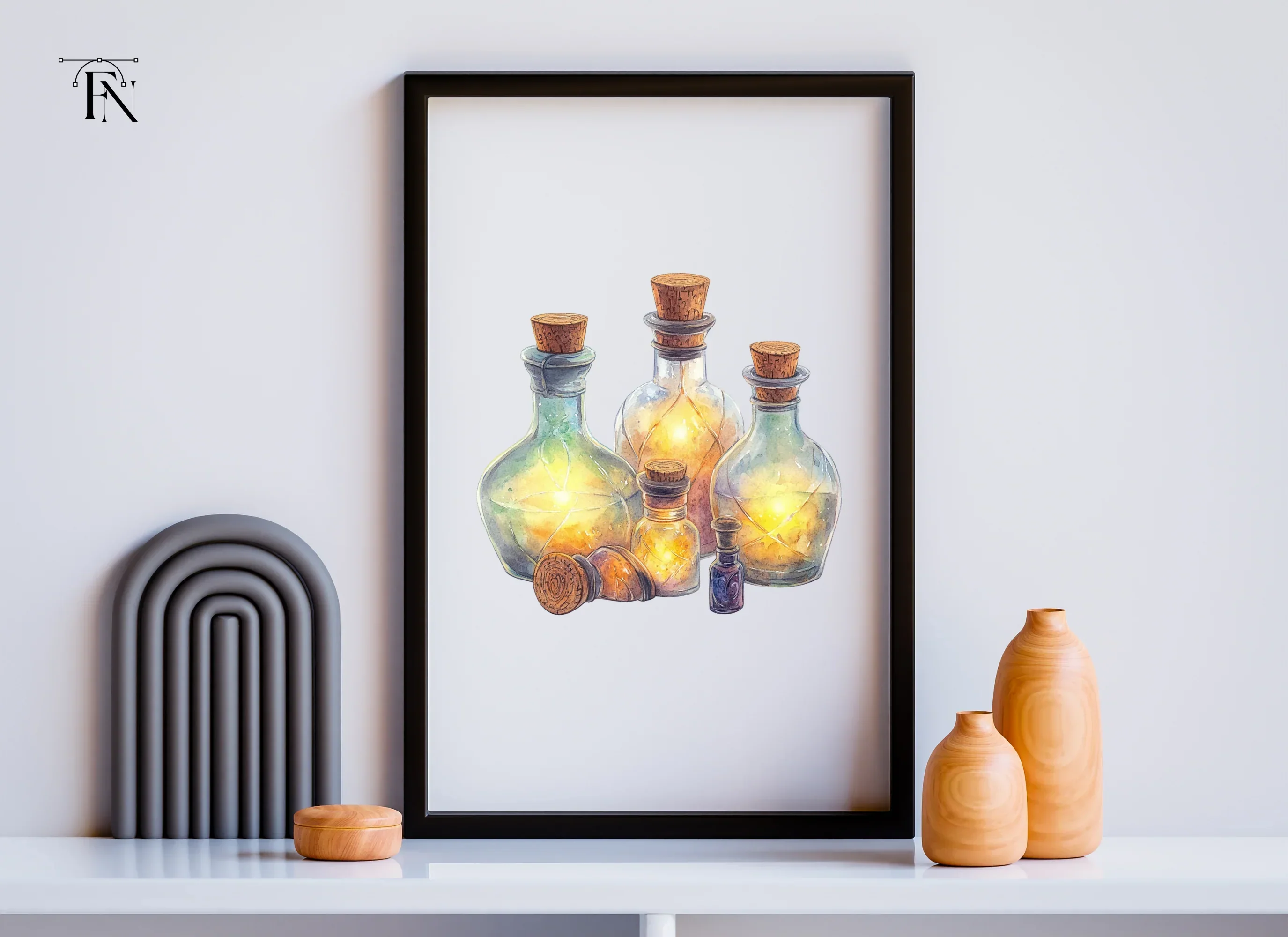 Magical Glowing Potion Bottles Clipart Bundle - Image 6