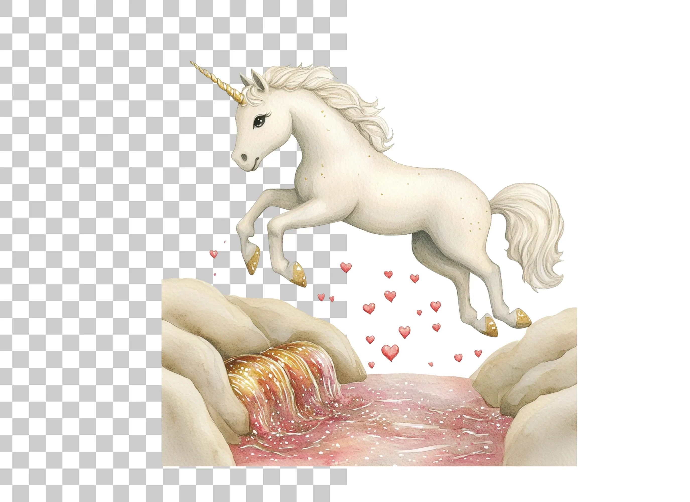 Magical Unicorn Jumping Over Stream Clipart Bundle - Image 2