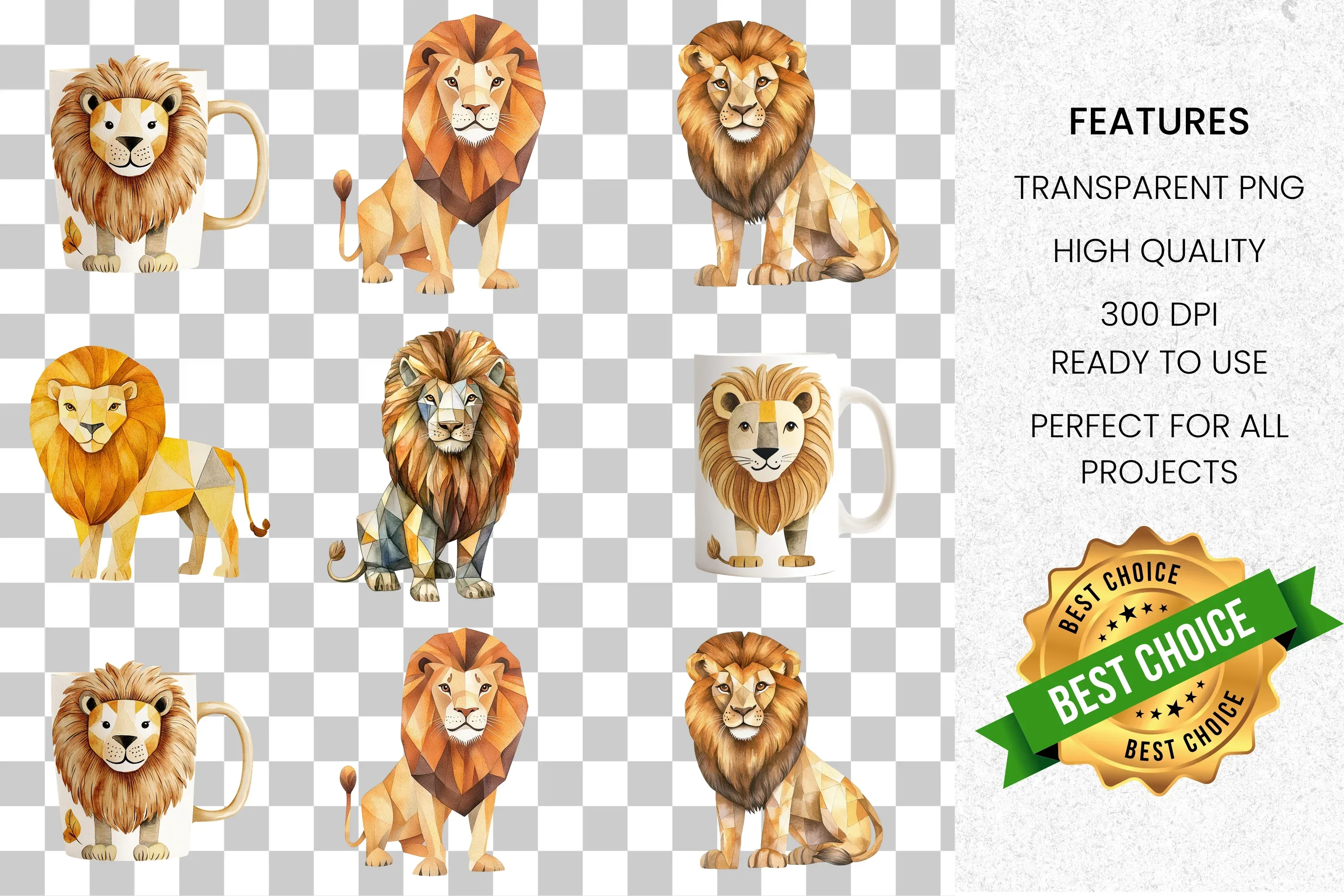 Majestic Lion Clipart Bundle - Image 2