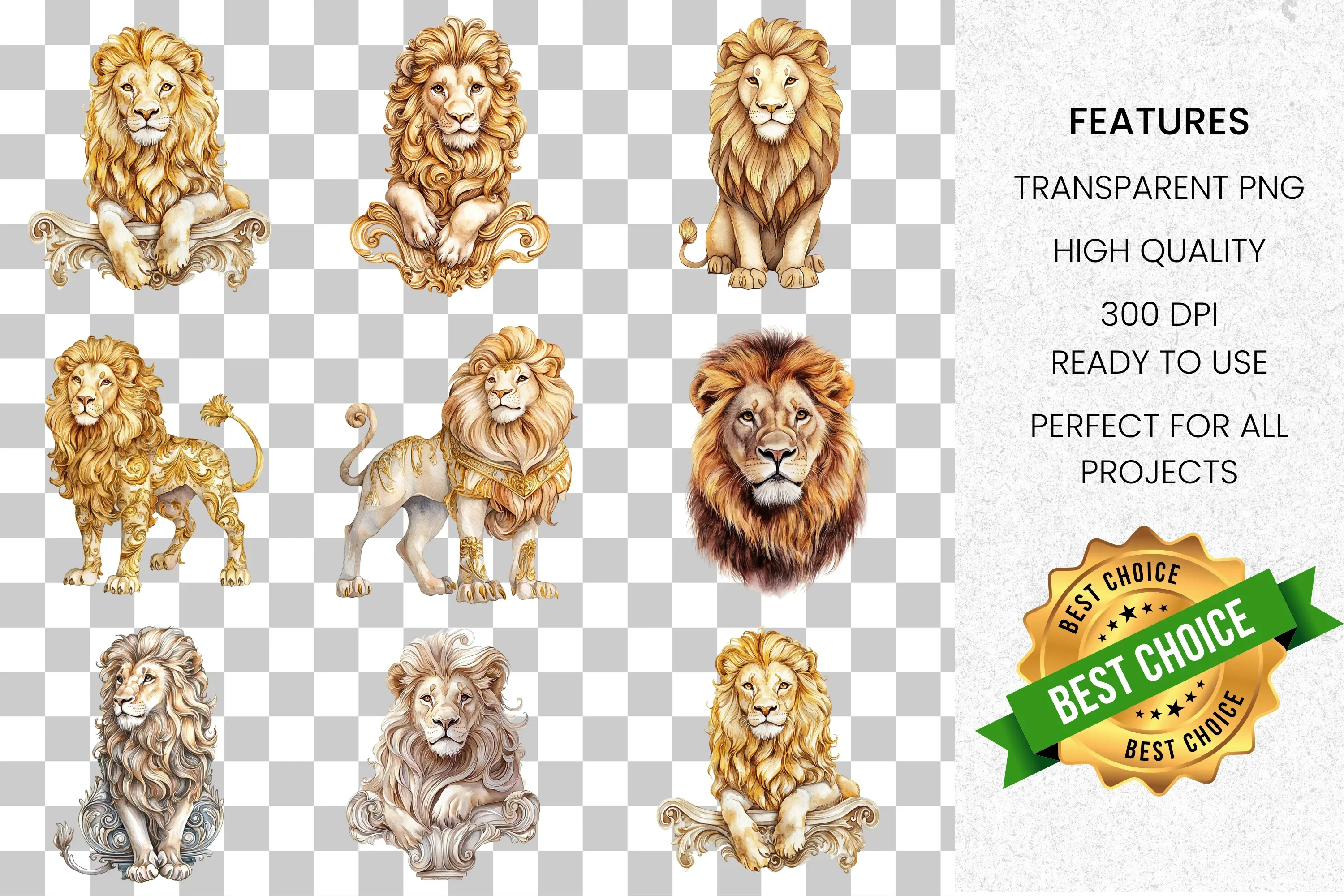 Majestic Lion Clipart Bundle - Image 2