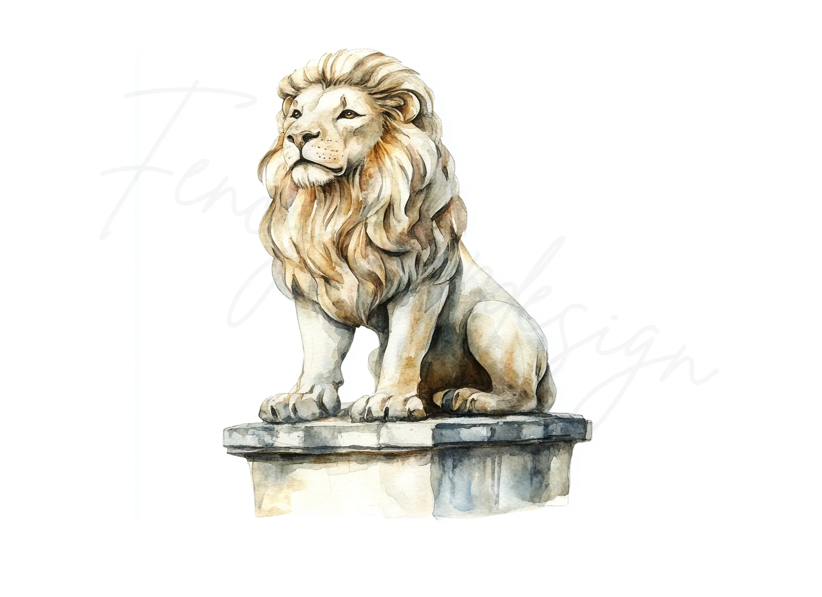 Majestic Lion Statues Clipart Bundle - Image 3