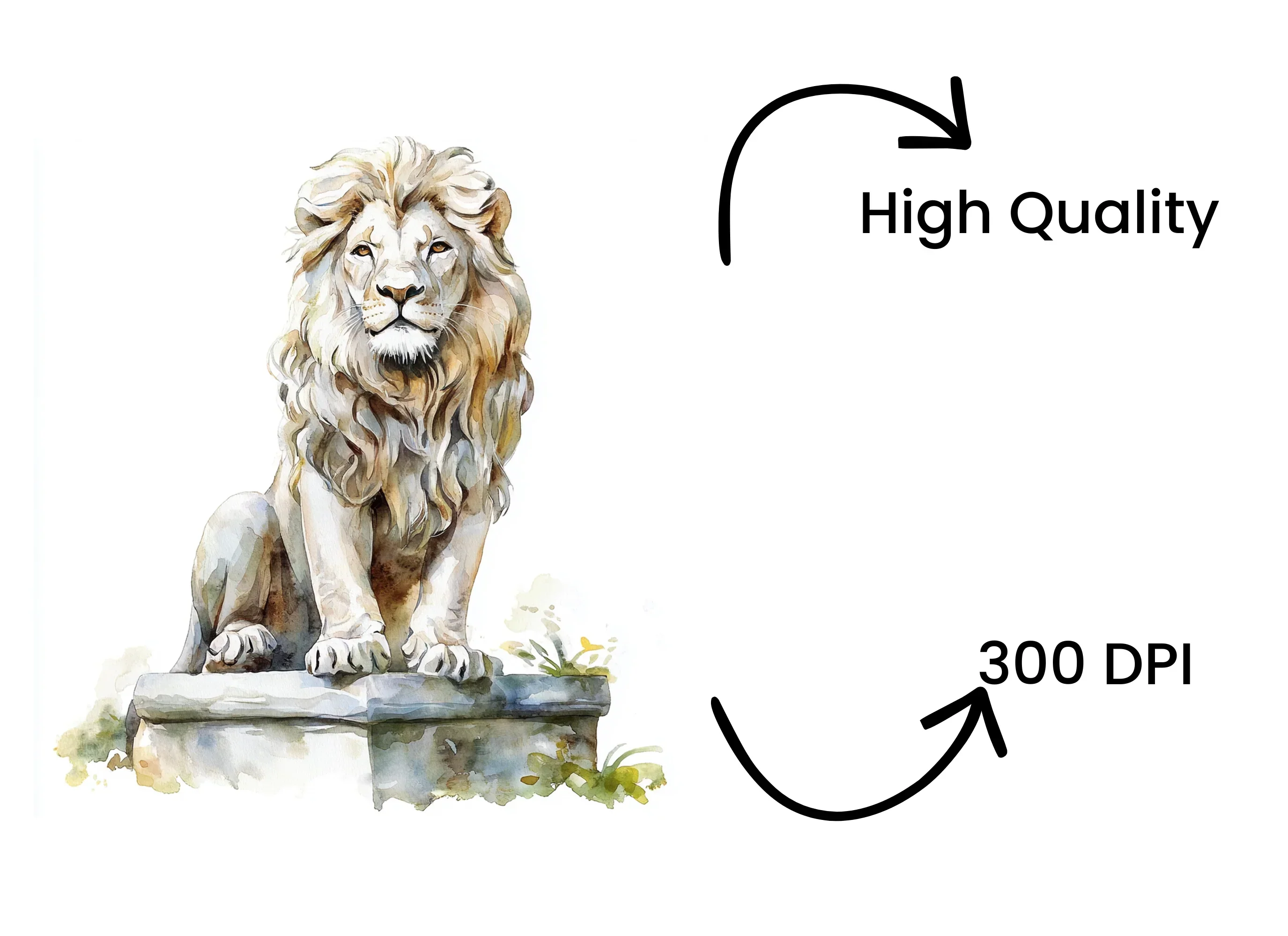 Majestic Lion Statues Clipart Bundle - Image 4