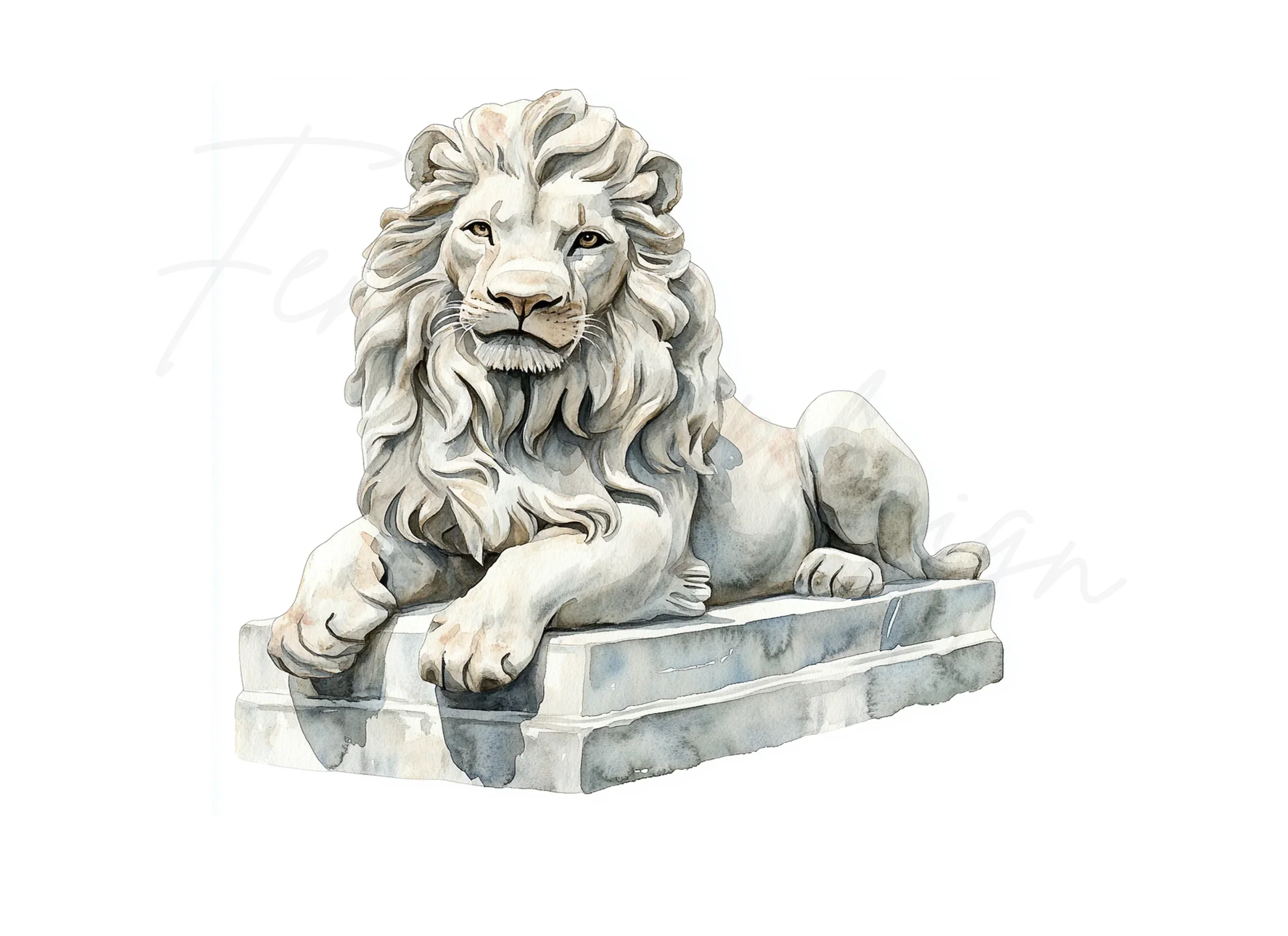 Majestic Lion Statues Clipart Bundle - Image 2