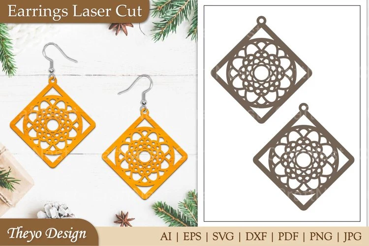 Mandala Laser Cut Earrings SVG Bundle