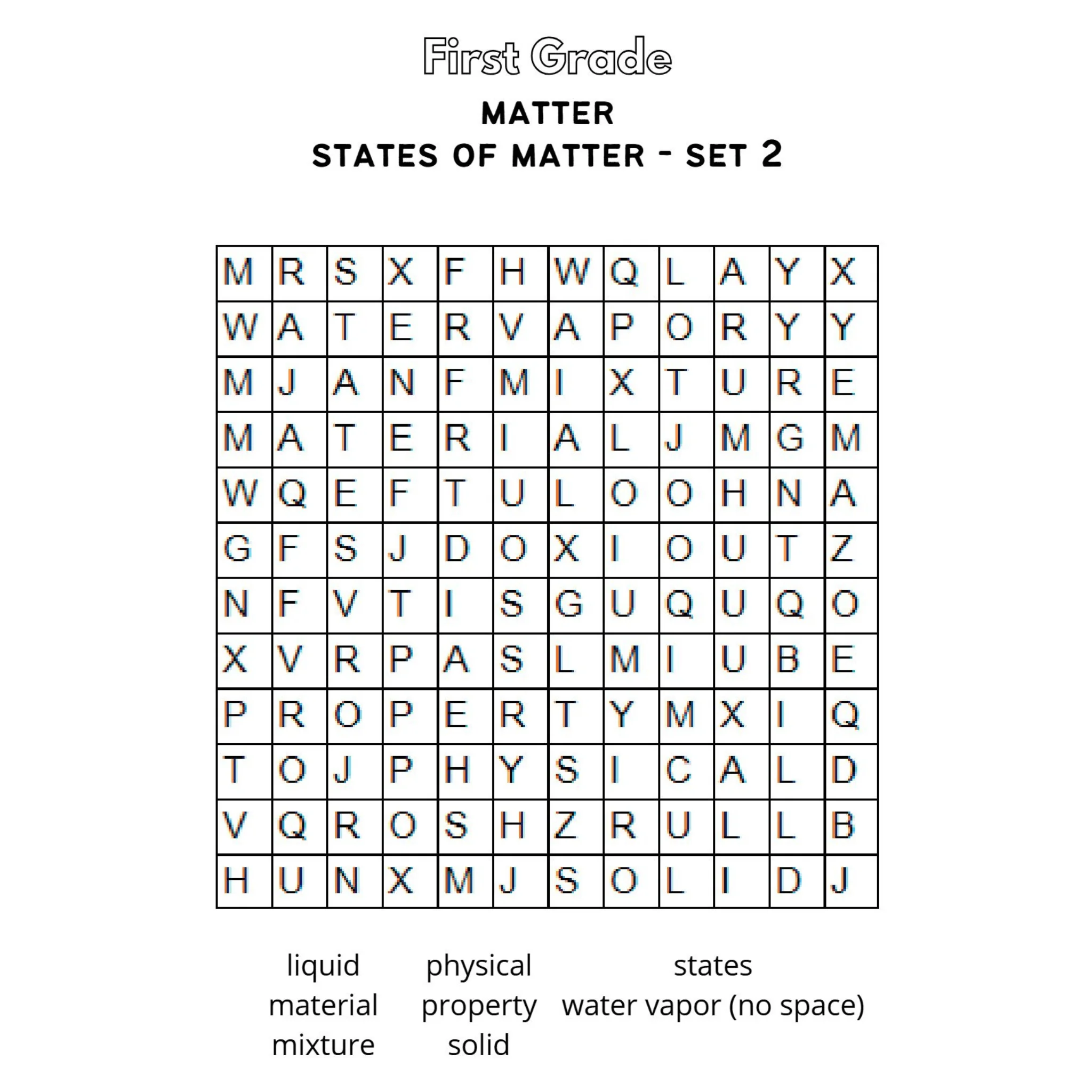 Matter Word Search Worksheets - Image 5