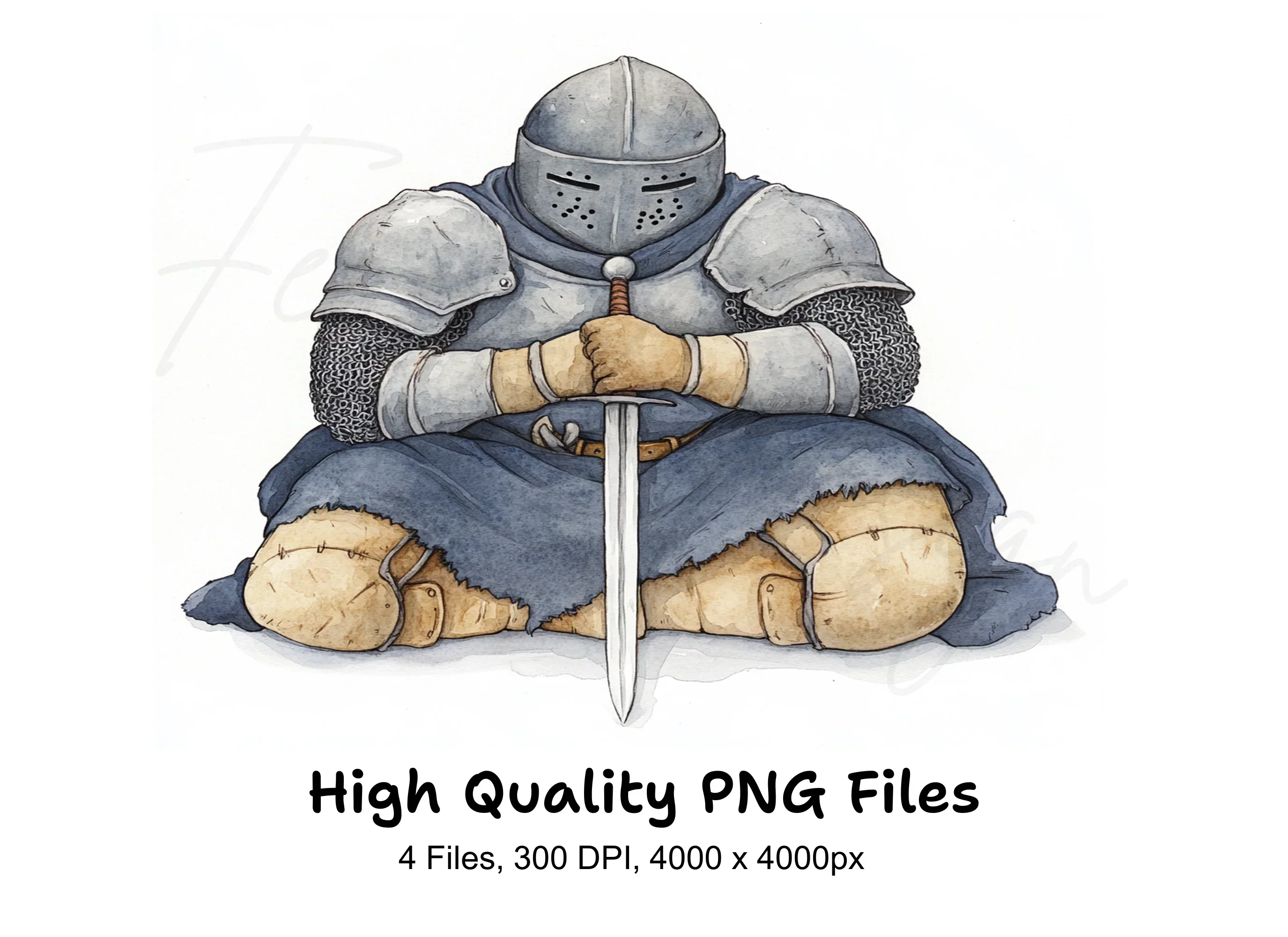 Medieval Knights Resting Clipart Bundle