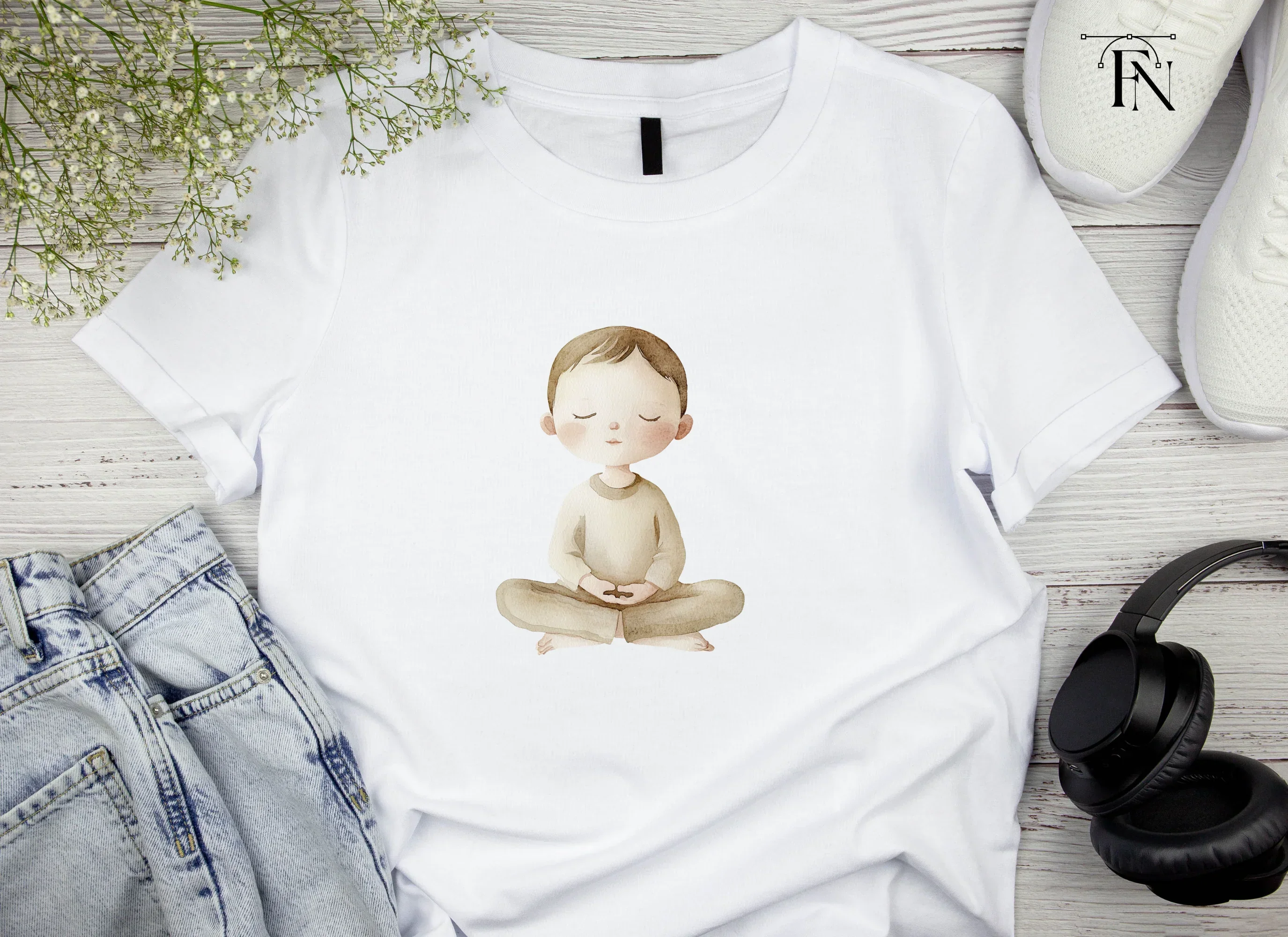 Meditating Boy Serenity Clipart Bundle - Image 5