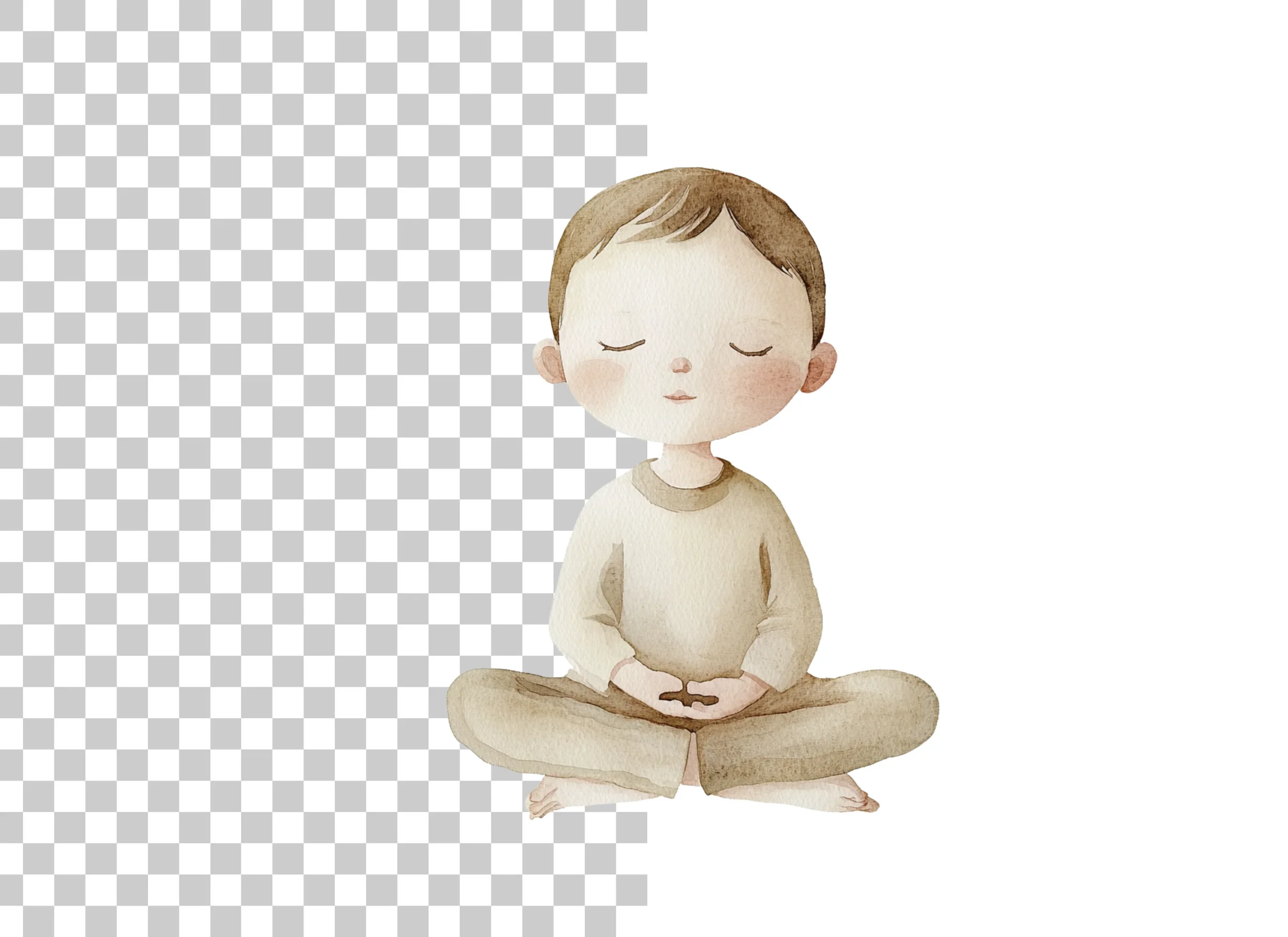 Meditating Boy Serenity Clipart Bundle - Image 6