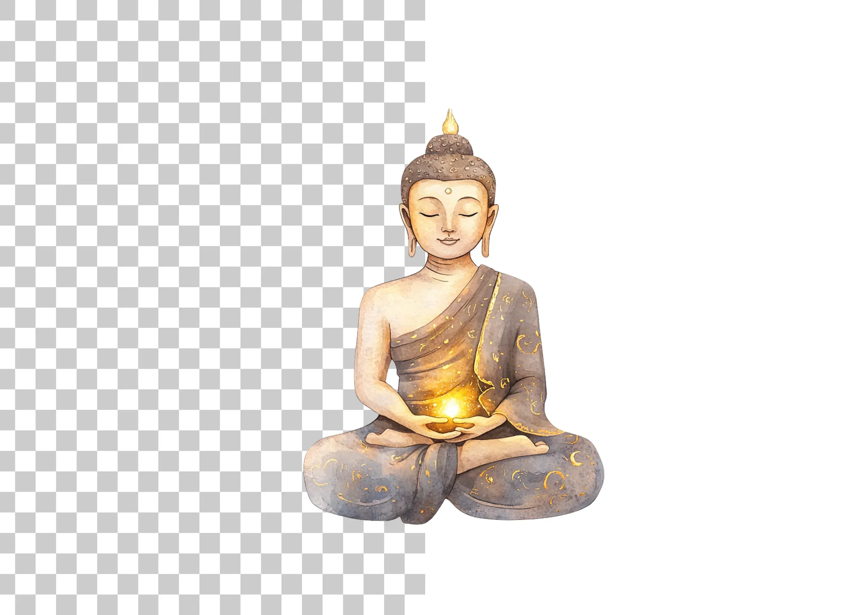Meditating Buddha with Glowing Light Clipart Bundle - Image 2