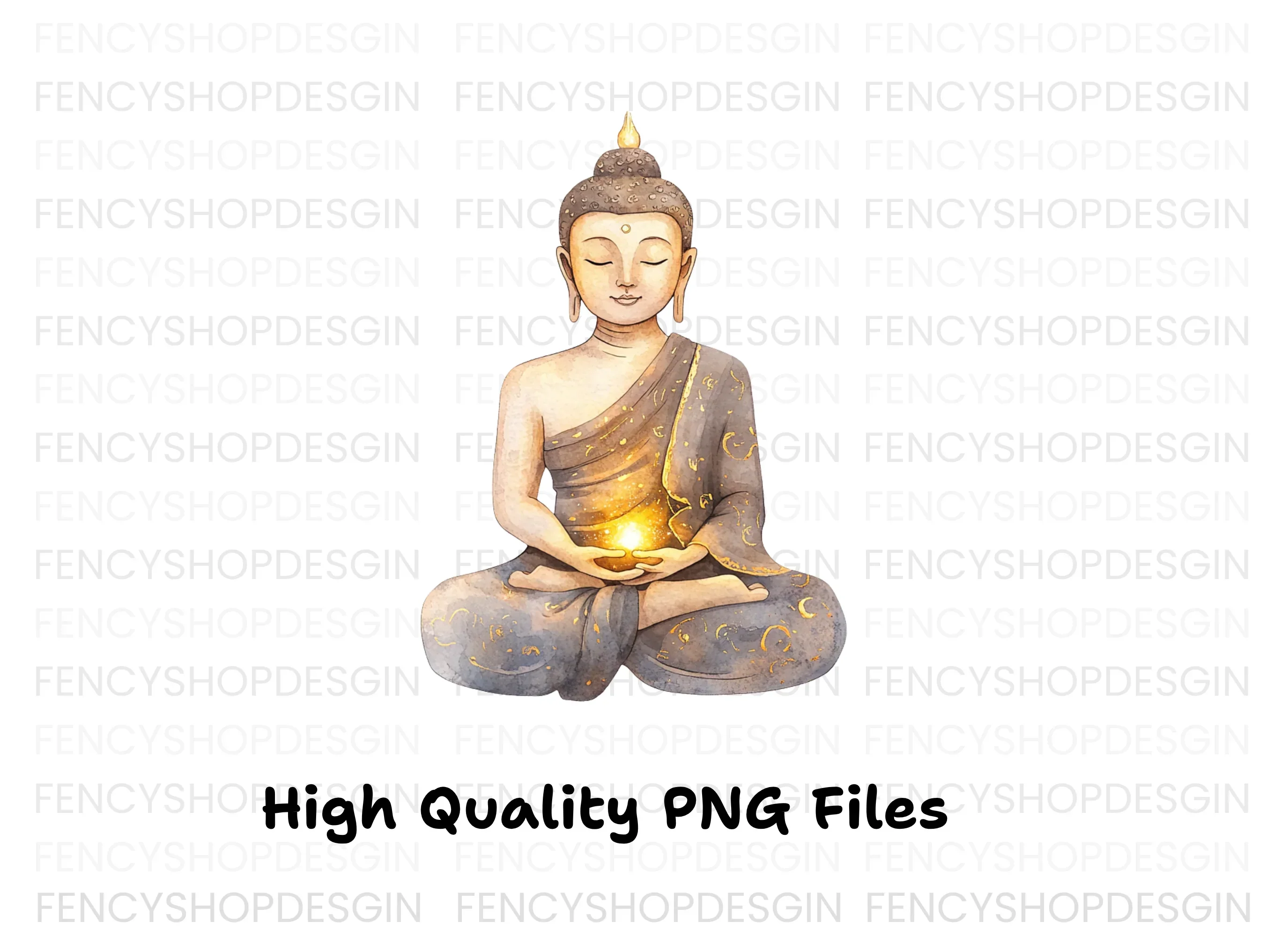 Meditating Buddha with Glowing Light Clipart Bundle - Image 3