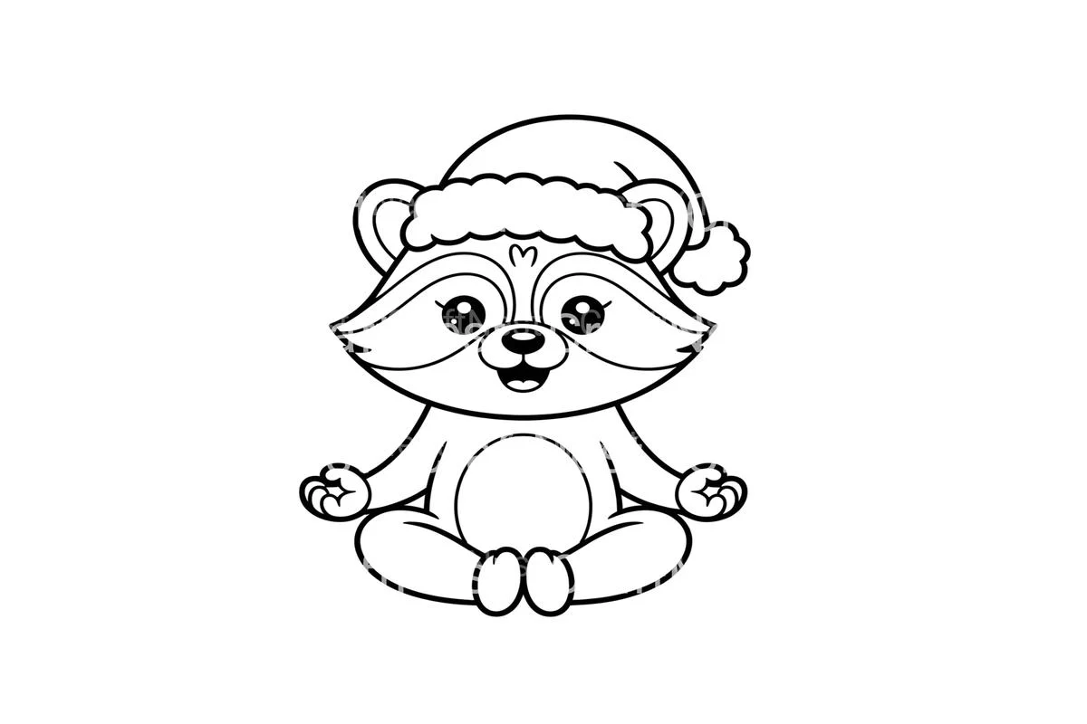Meditating Christmas Raccoon Coloring Books - Image 2
