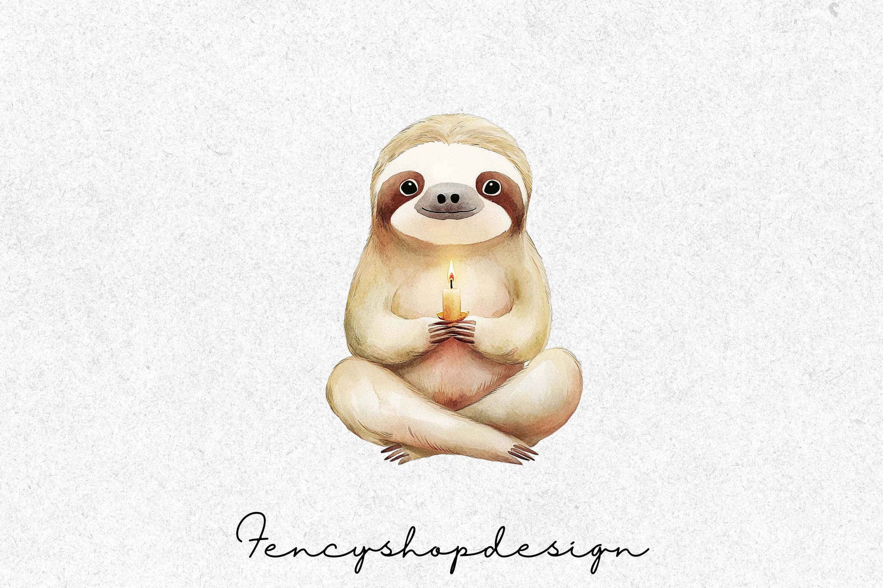 Meditating Christmas Sloths Clipart Bundle - Image 3