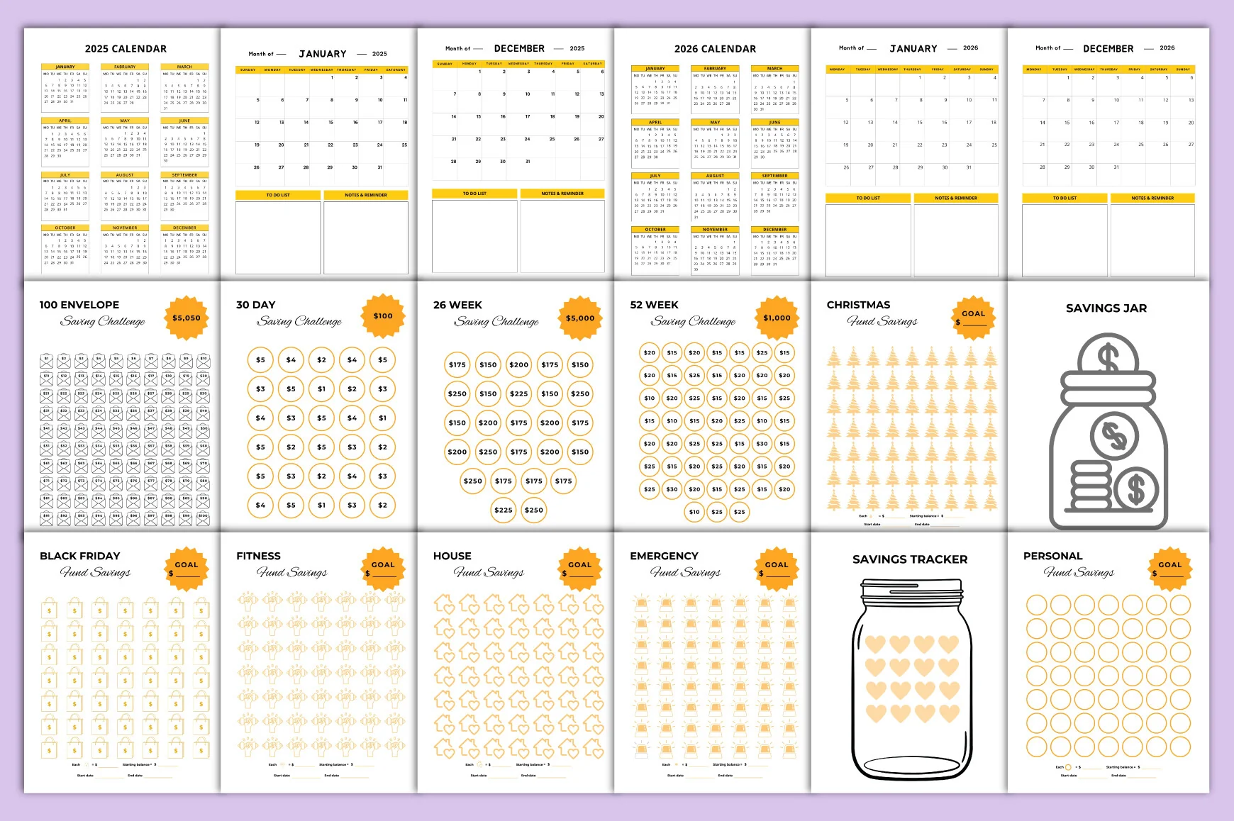 Money Saving Challenge Planner Editable Template - Image 3