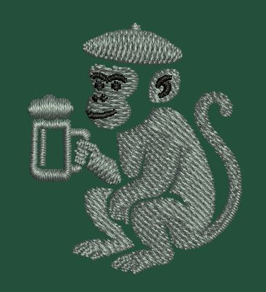 Monkey With Mug Embroidery Design