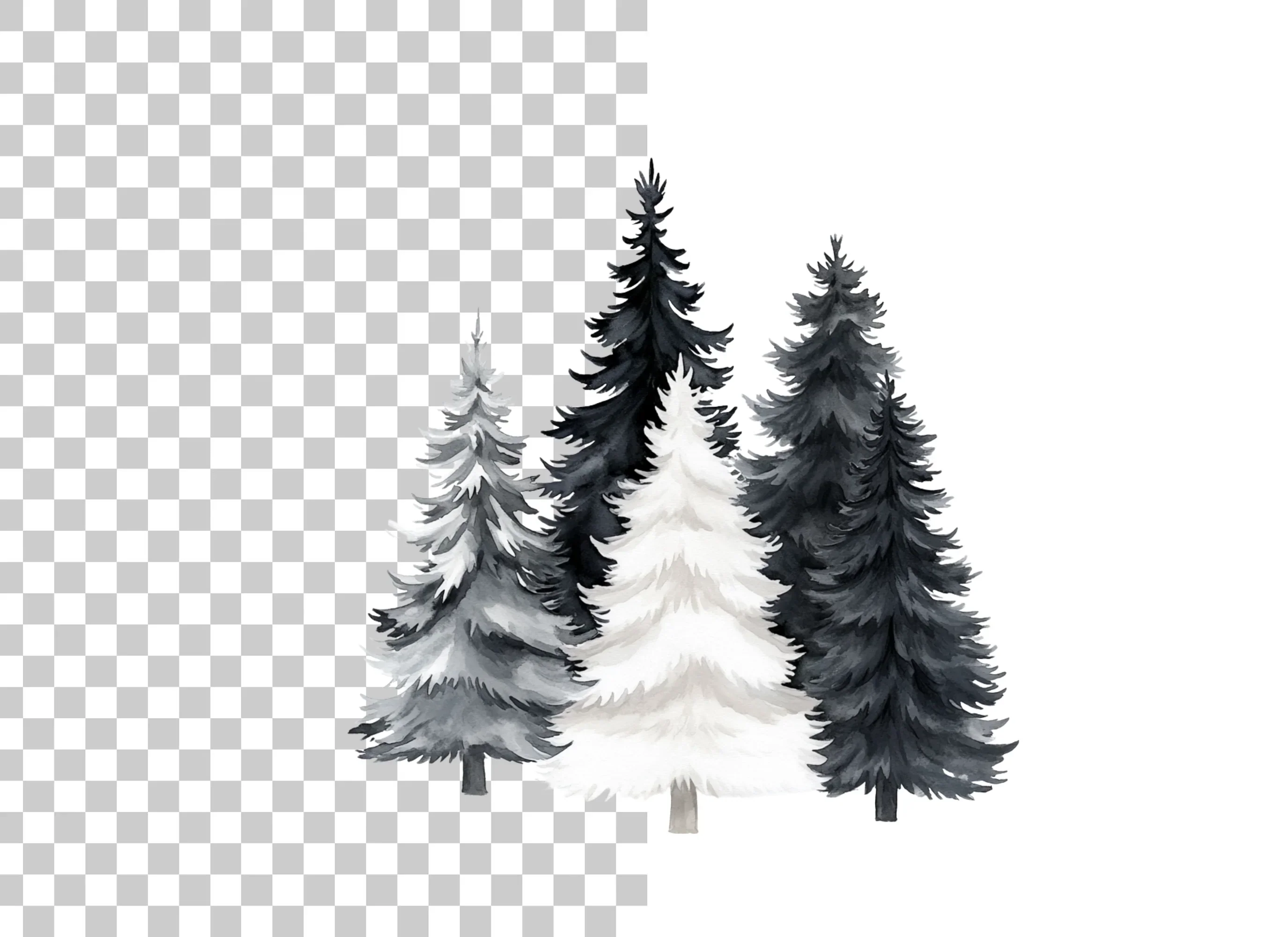 Monochrome Christmas Tree Clipart Bundle - Image 2