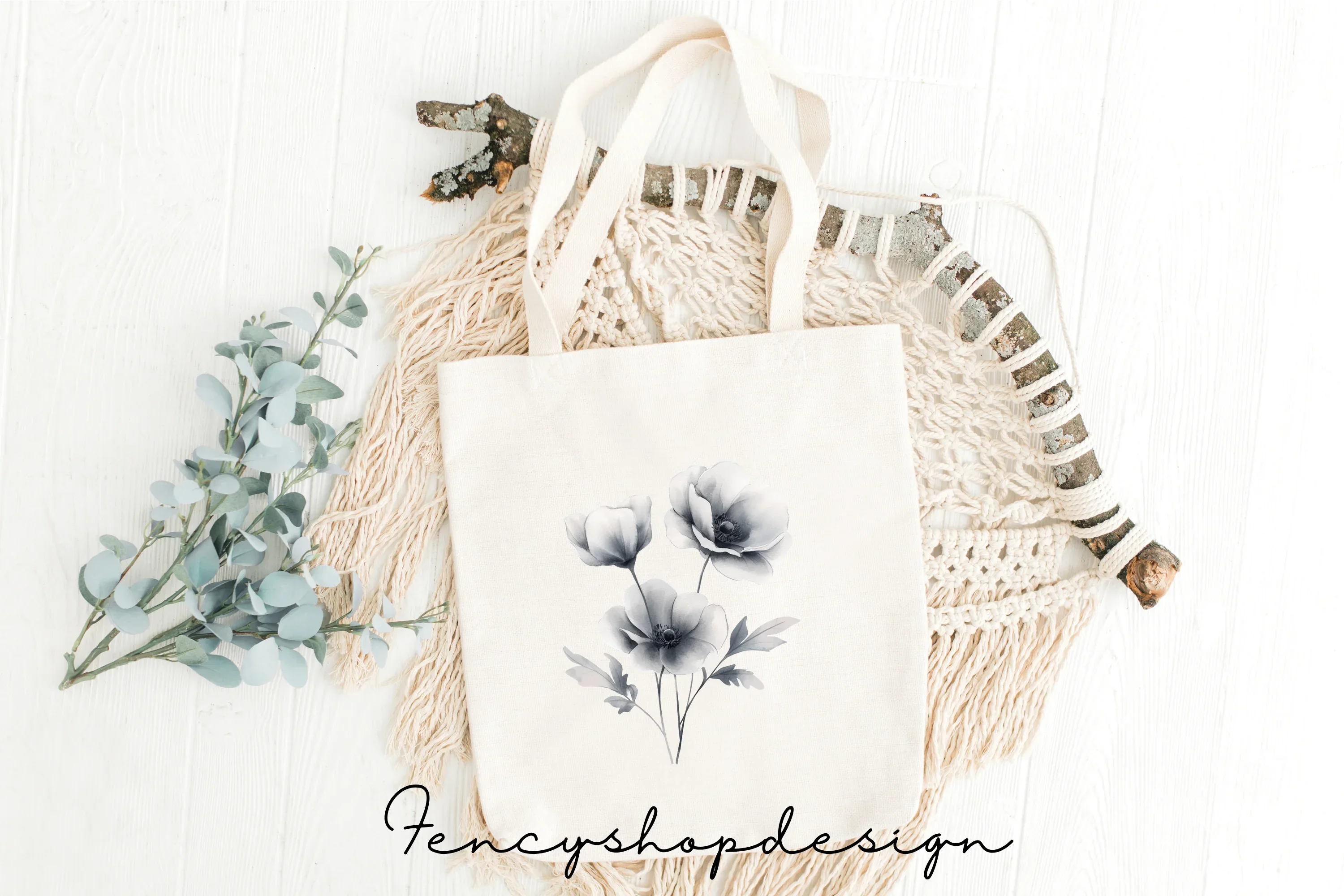 Monochrome Floral Clipart Bundle - Image 2