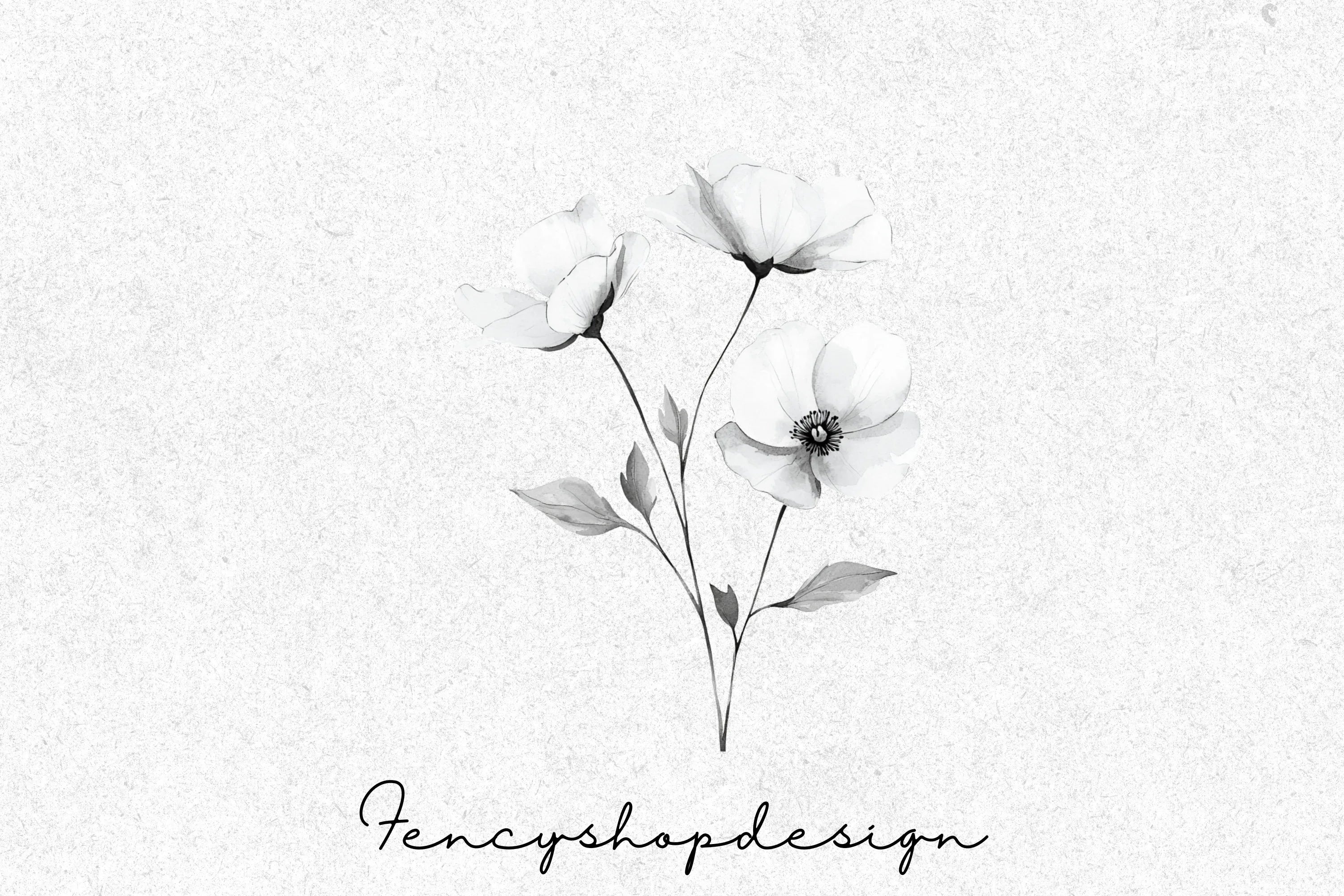 Monochrome Floral Clipart Bundle - Image 7