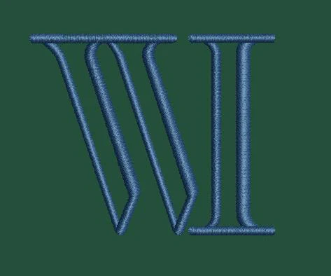Monoline Roman Serif Embroidery Design