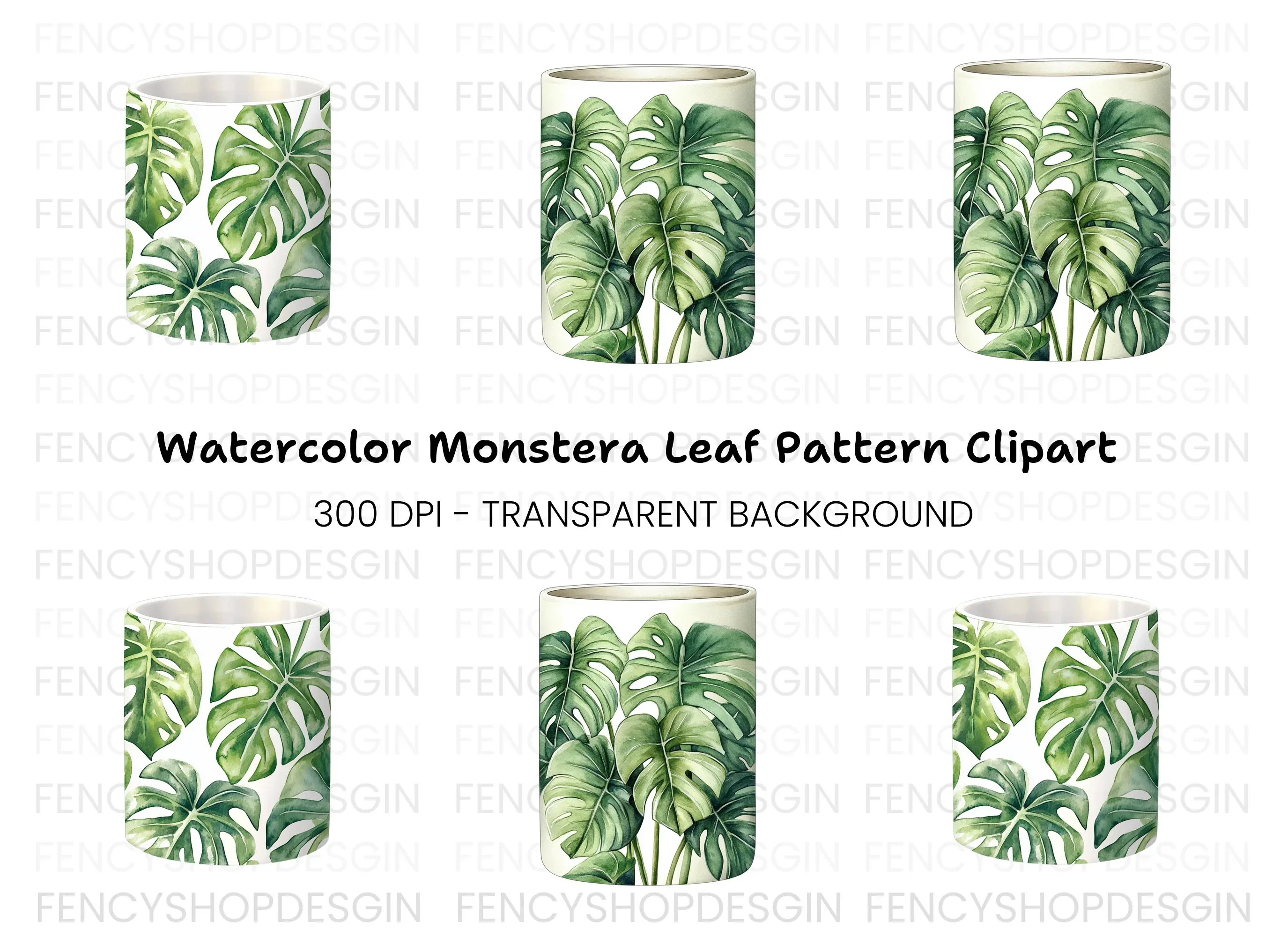 Monstera Leaves Tropical Clipart Bundle