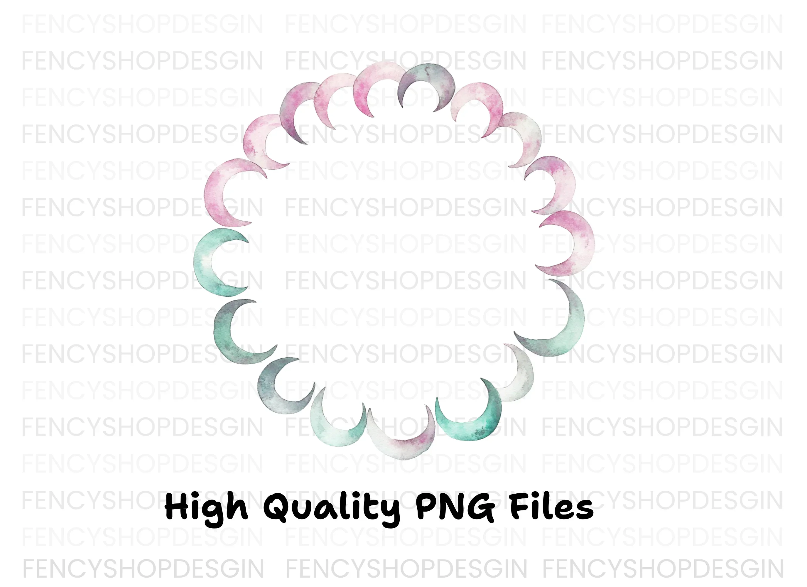 Moon Phase Wreath Clipart Bundle - Image 2