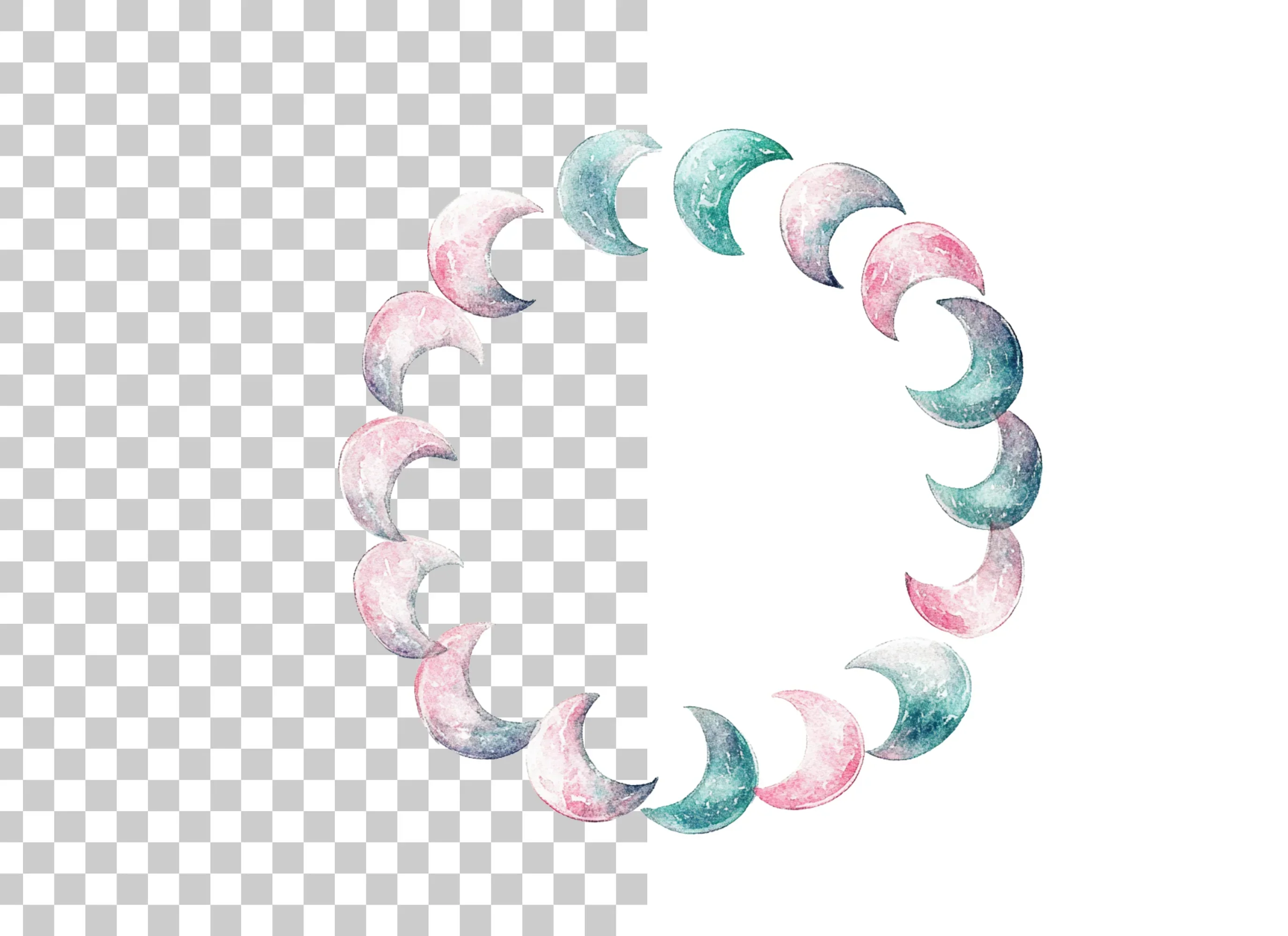 Moon Phase Wreath Clipart Bundle - Image 6