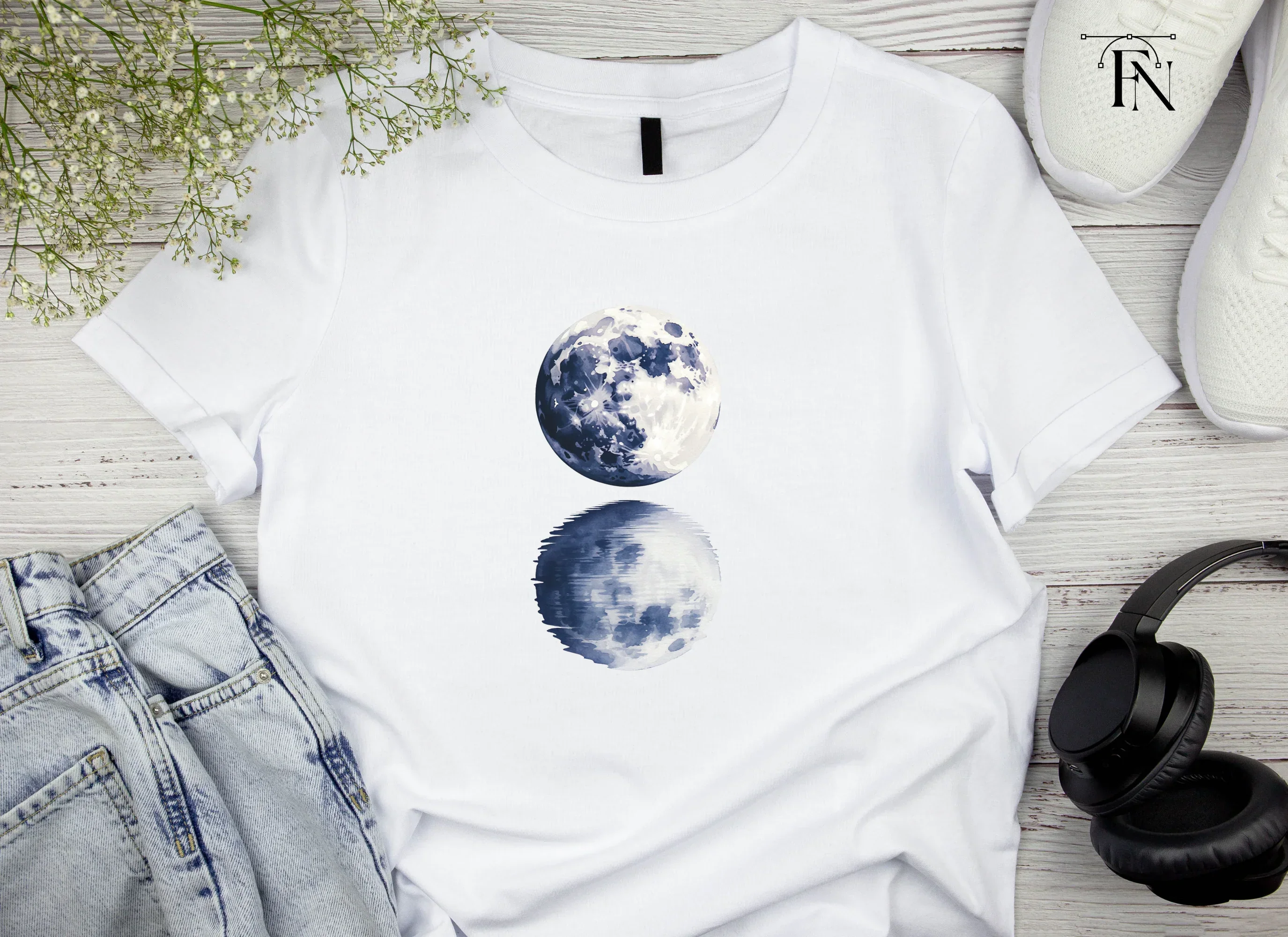 Moon Phases Reflection Clipart Bundle - Image 4