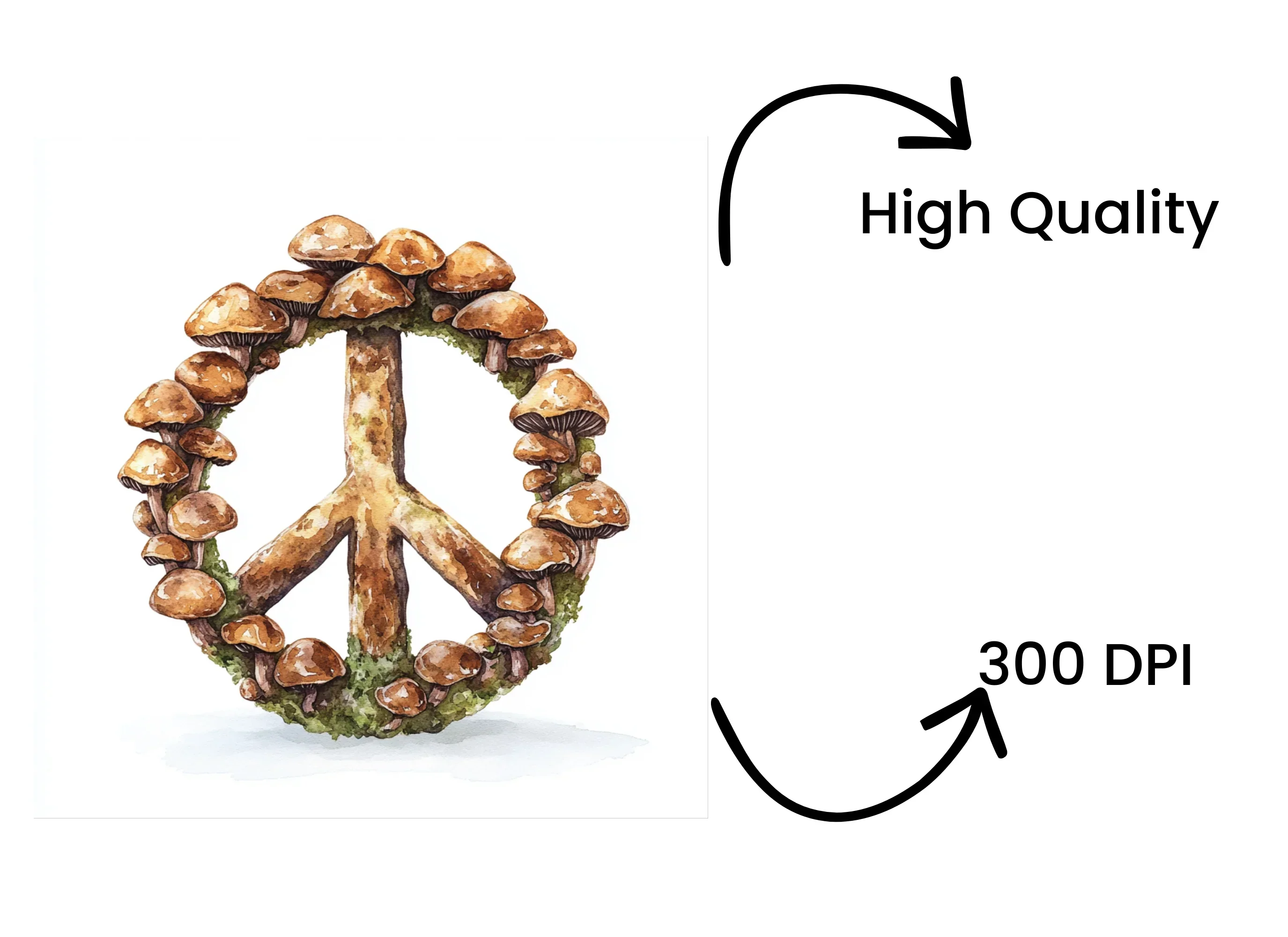 Mushroom Peace Sign Clipart Bundle - Image 4
