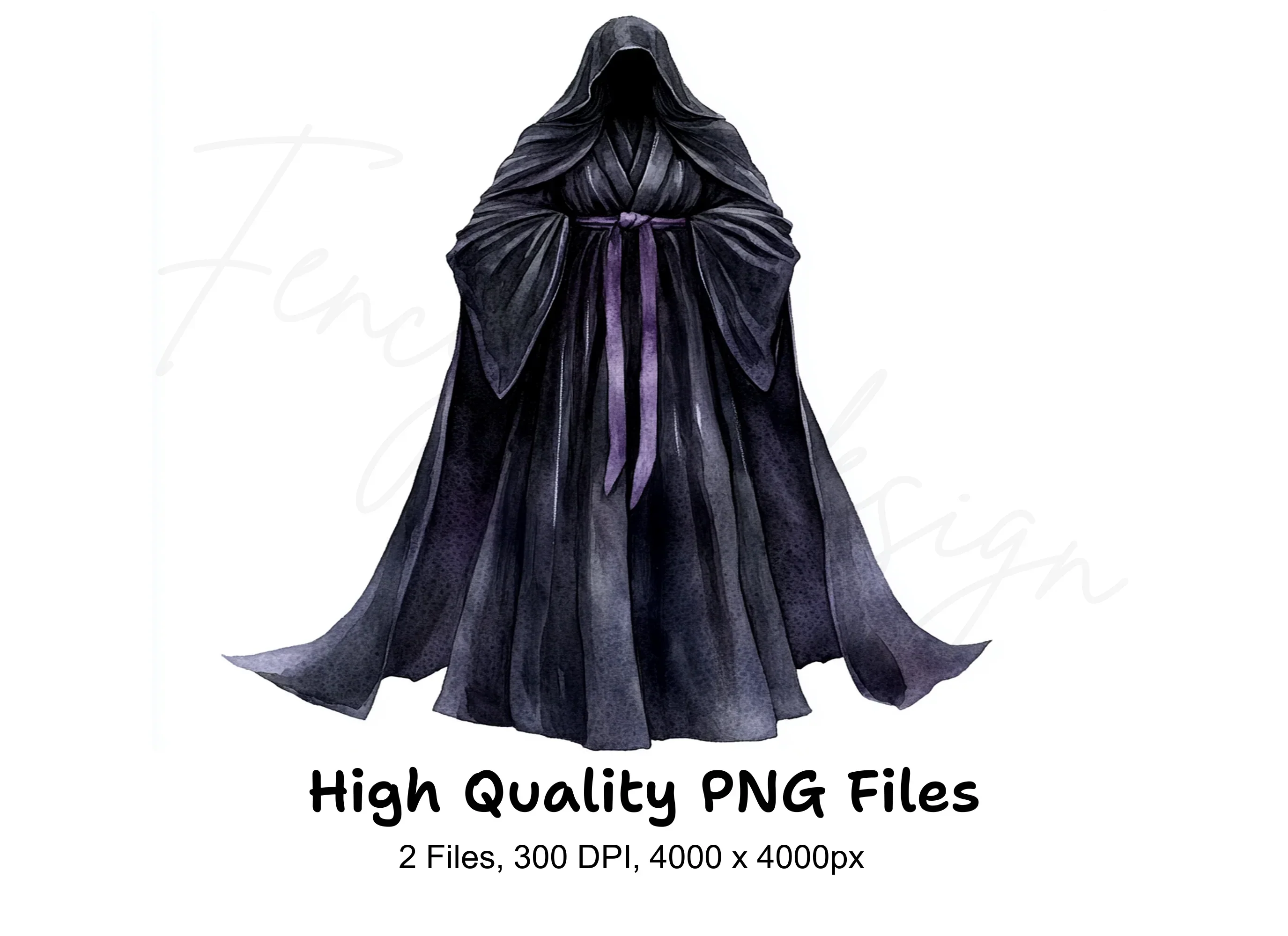 Mysterious Black Hooded Robe Clipart Bundle