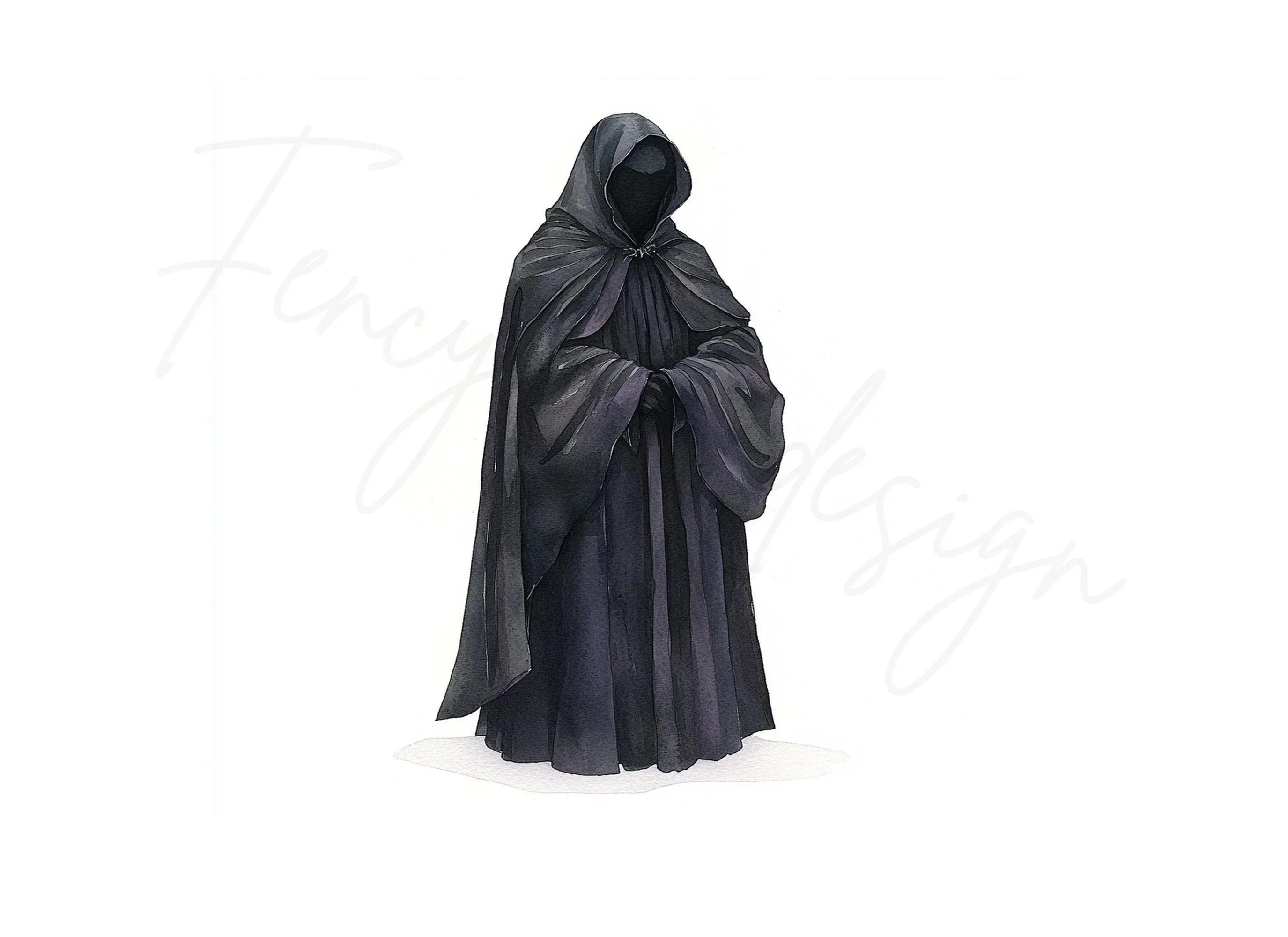 Mysterious Black Hooded Robe Clipart Bundle - Image 3