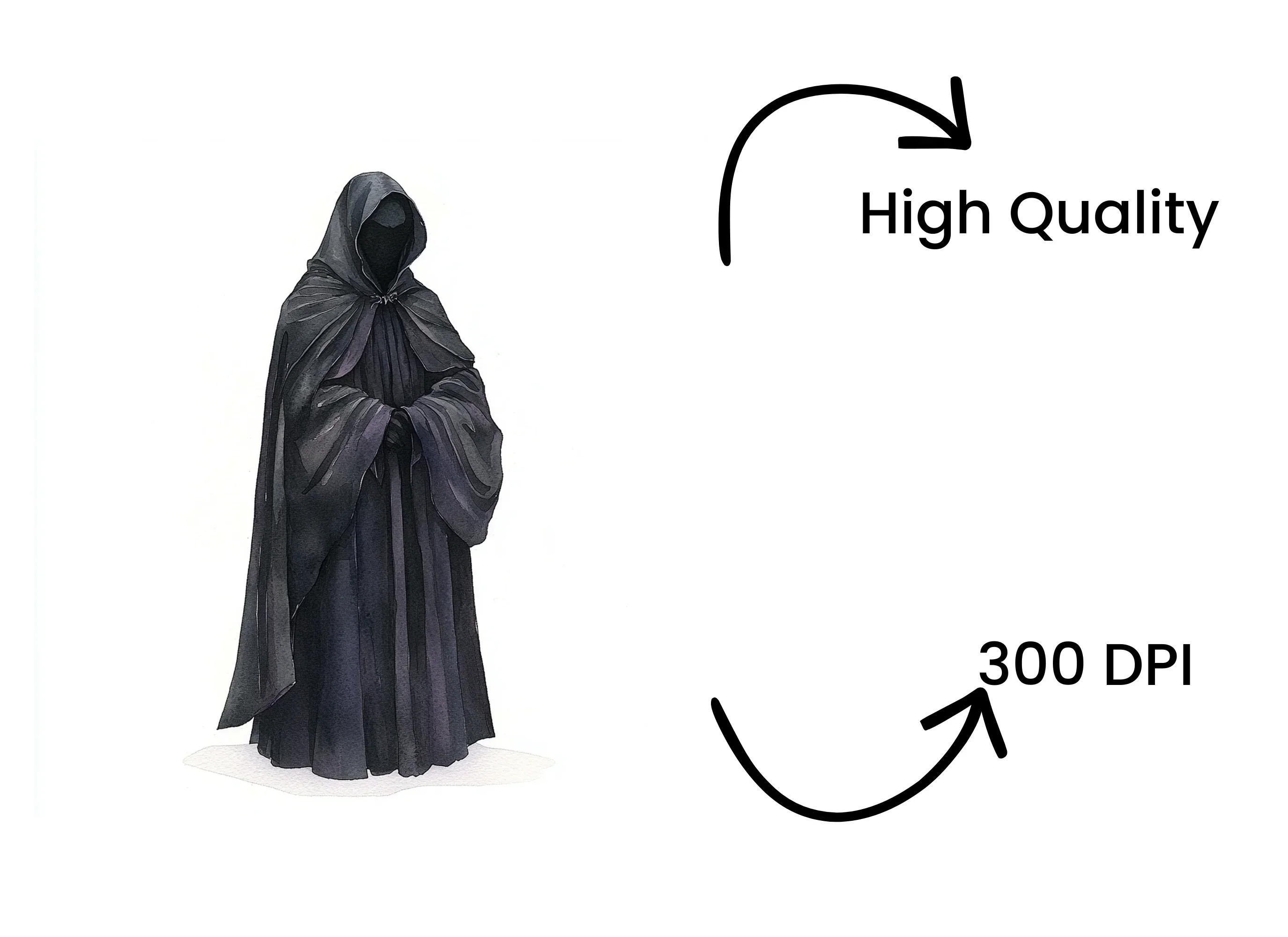 Mysterious Black Hooded Robe Clipart Bundle - Image 4