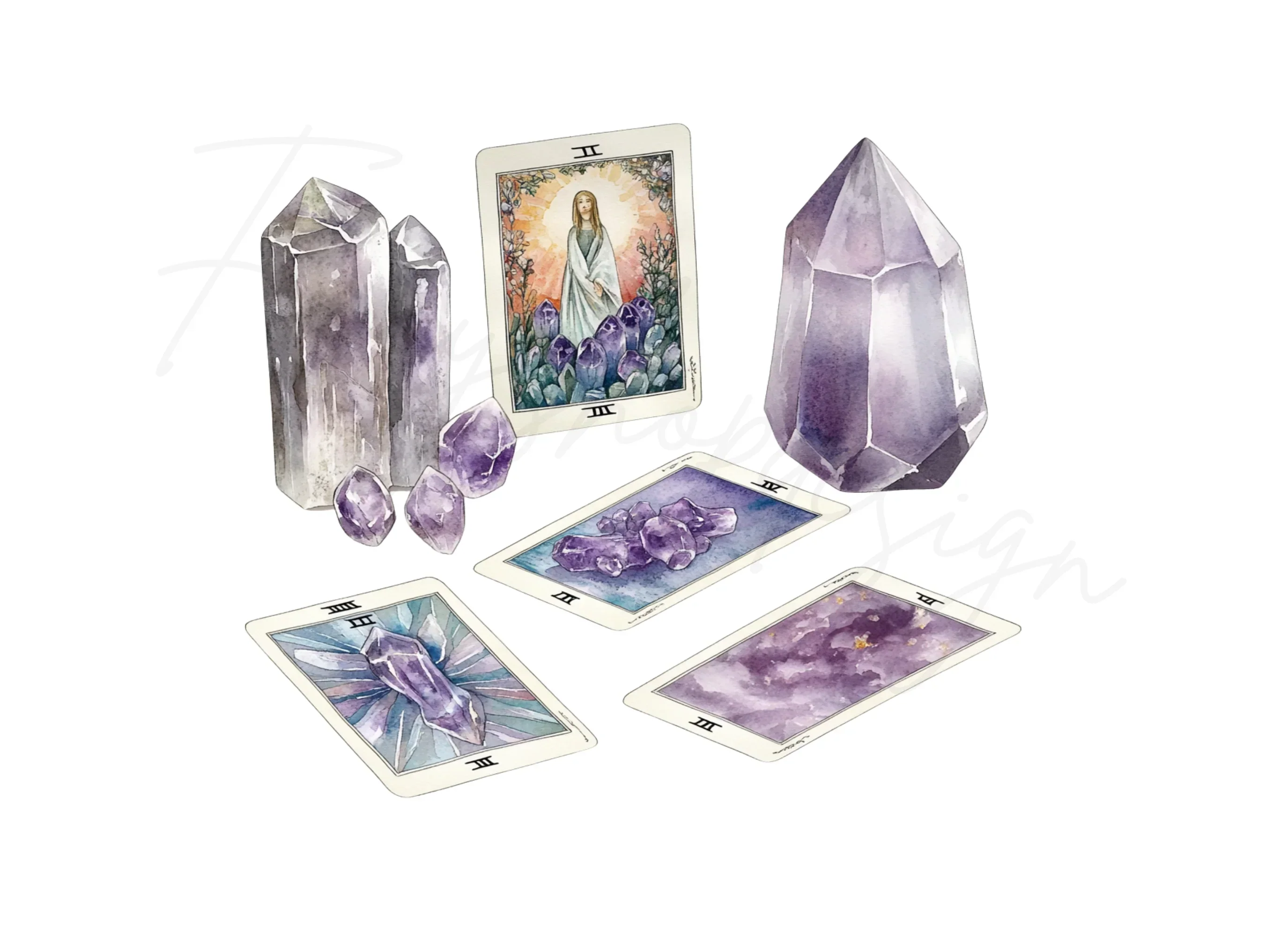 Mystical Amethyst Tarot Card Clipart Bundle - Image 2