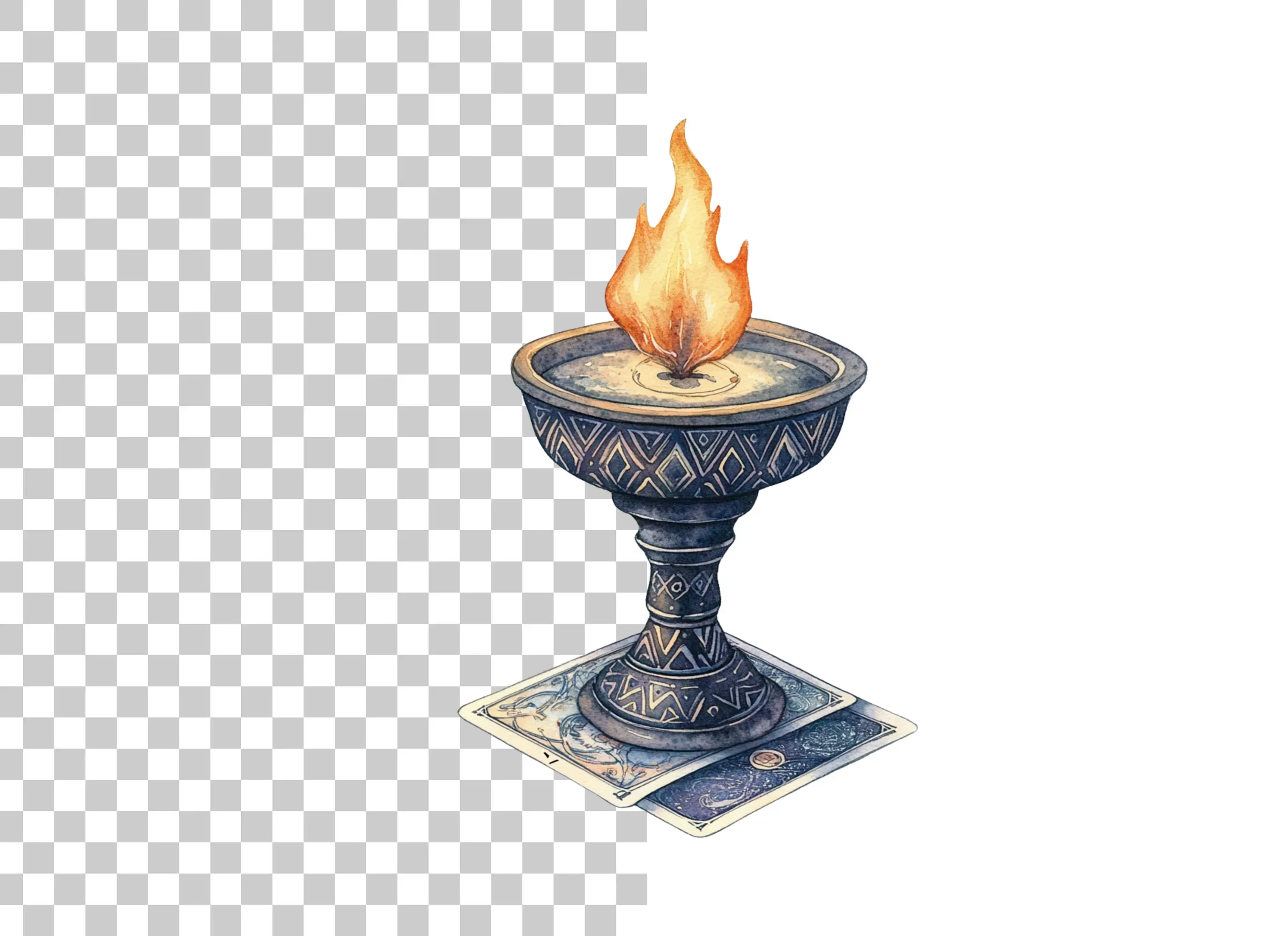 Mystical Fire Chalice with Tarot Cards Clipart Bundle - Image 2