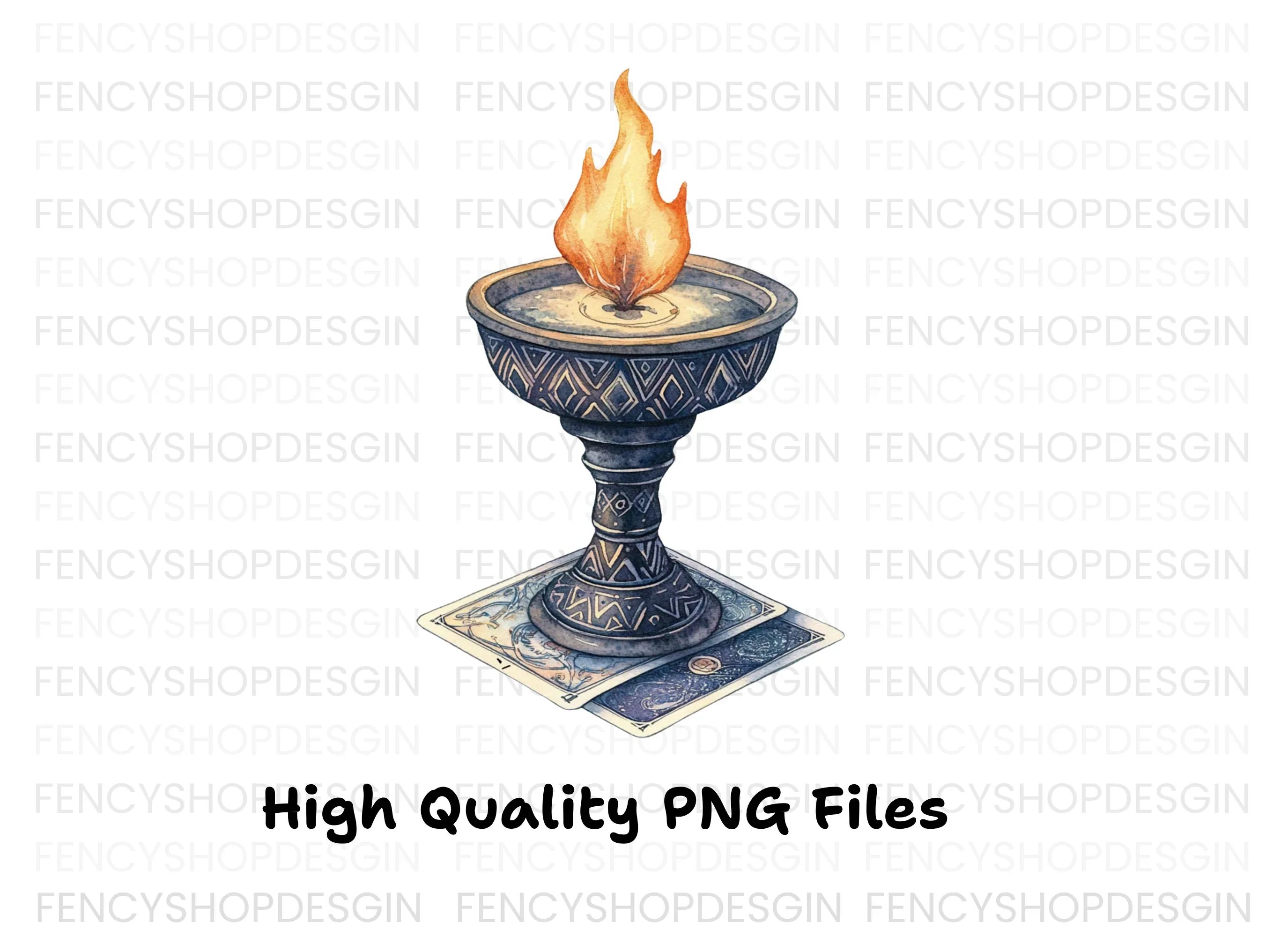 Mystical Fire Chalice with Tarot Cards Clipart Bundle - Image 3