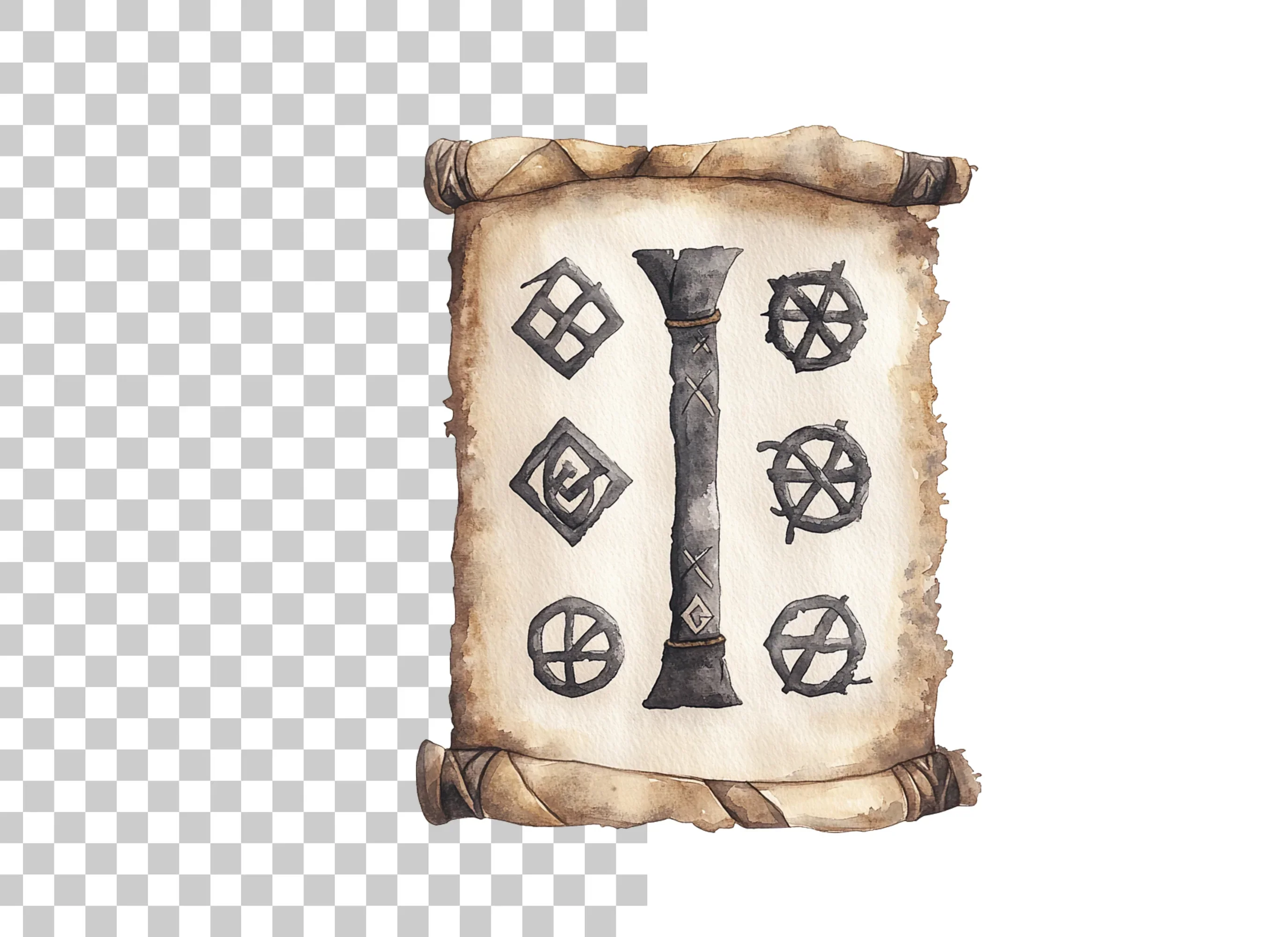 Mystical Scroll with Runic Symbols Clipart Bundle - Image 2