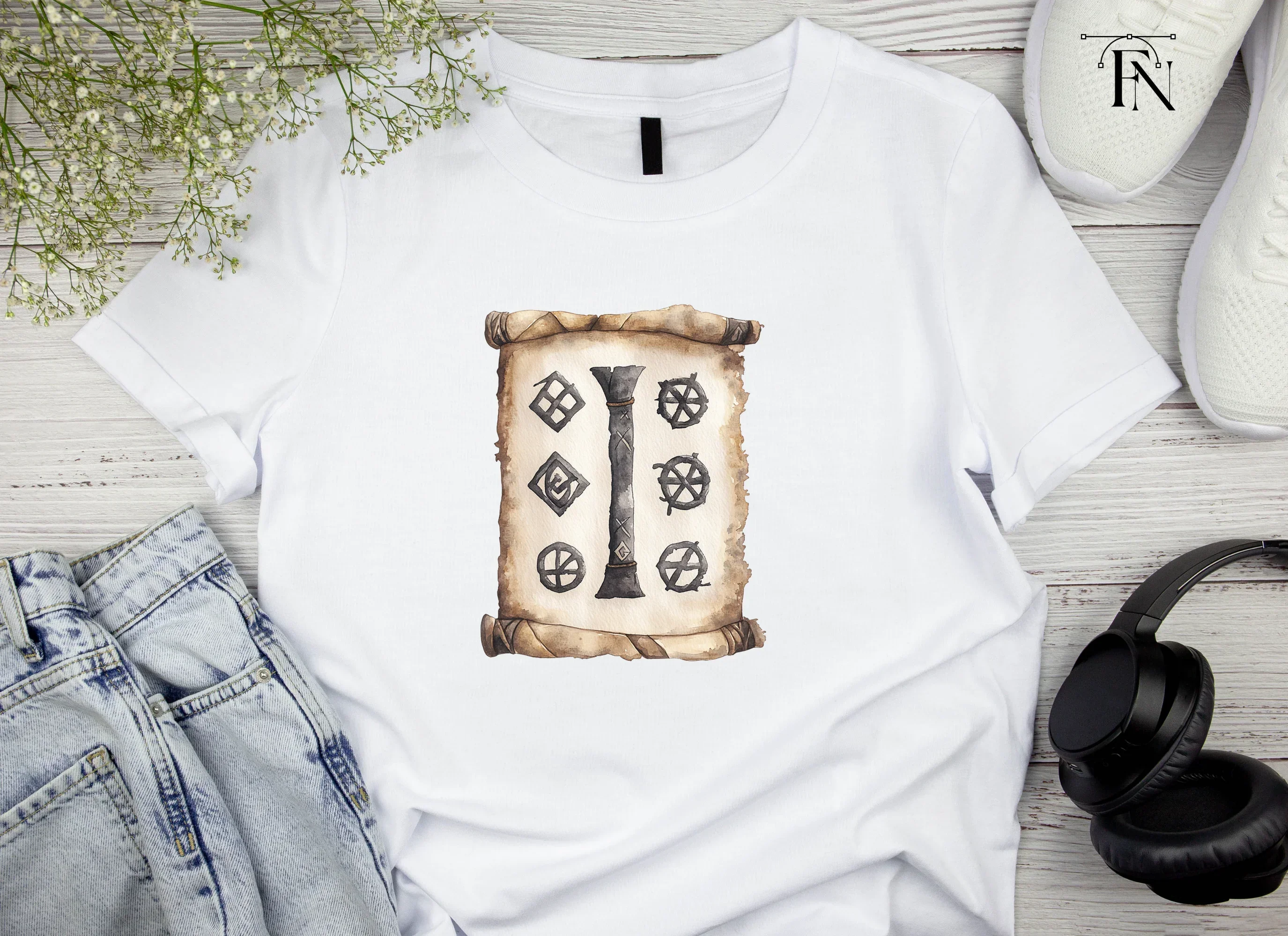Mystical Scroll with Runic Symbols Clipart Bundle - Image 4