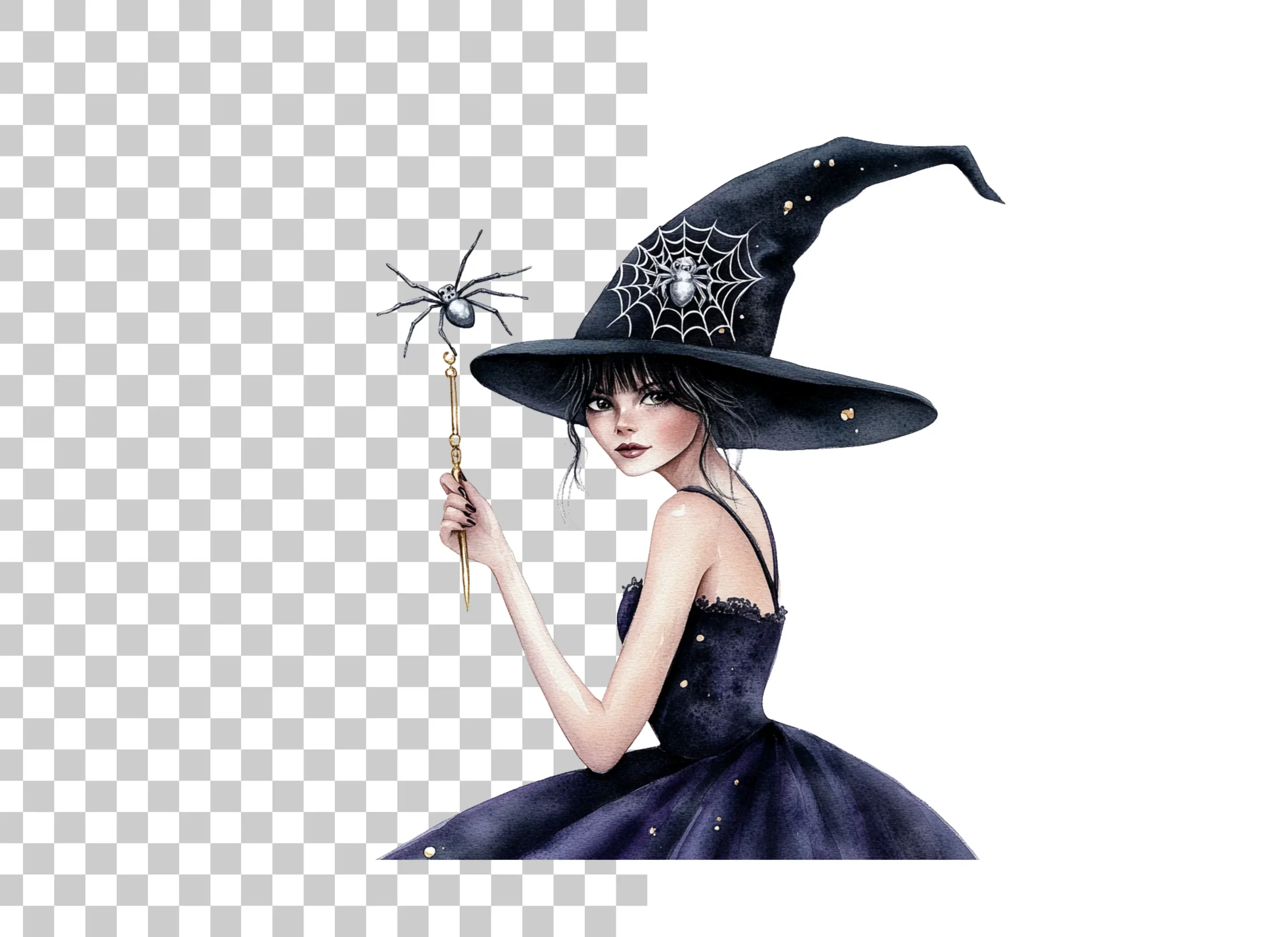 Mystical Witch with Spider Wand Clipart Bundle - Image 6