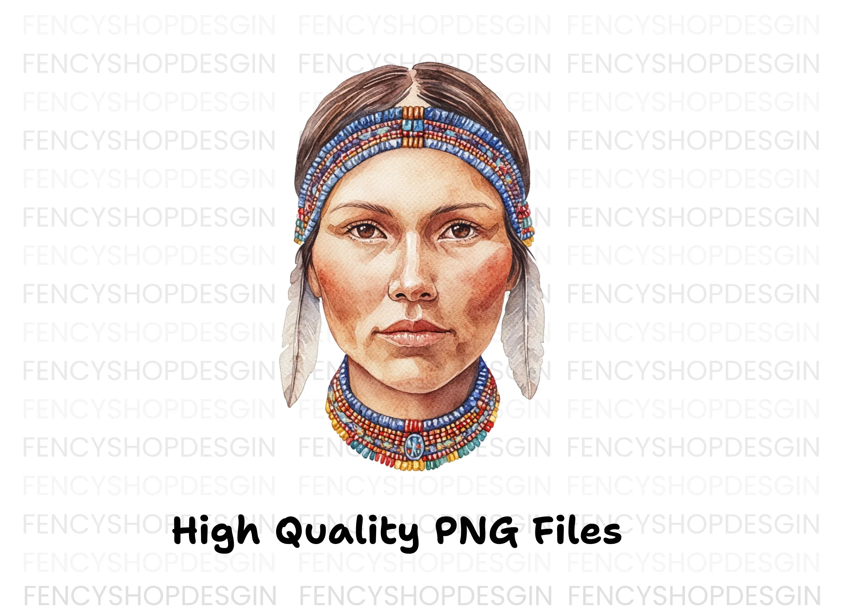 Native American Woman Portrait Clipart Bundle - Image 2