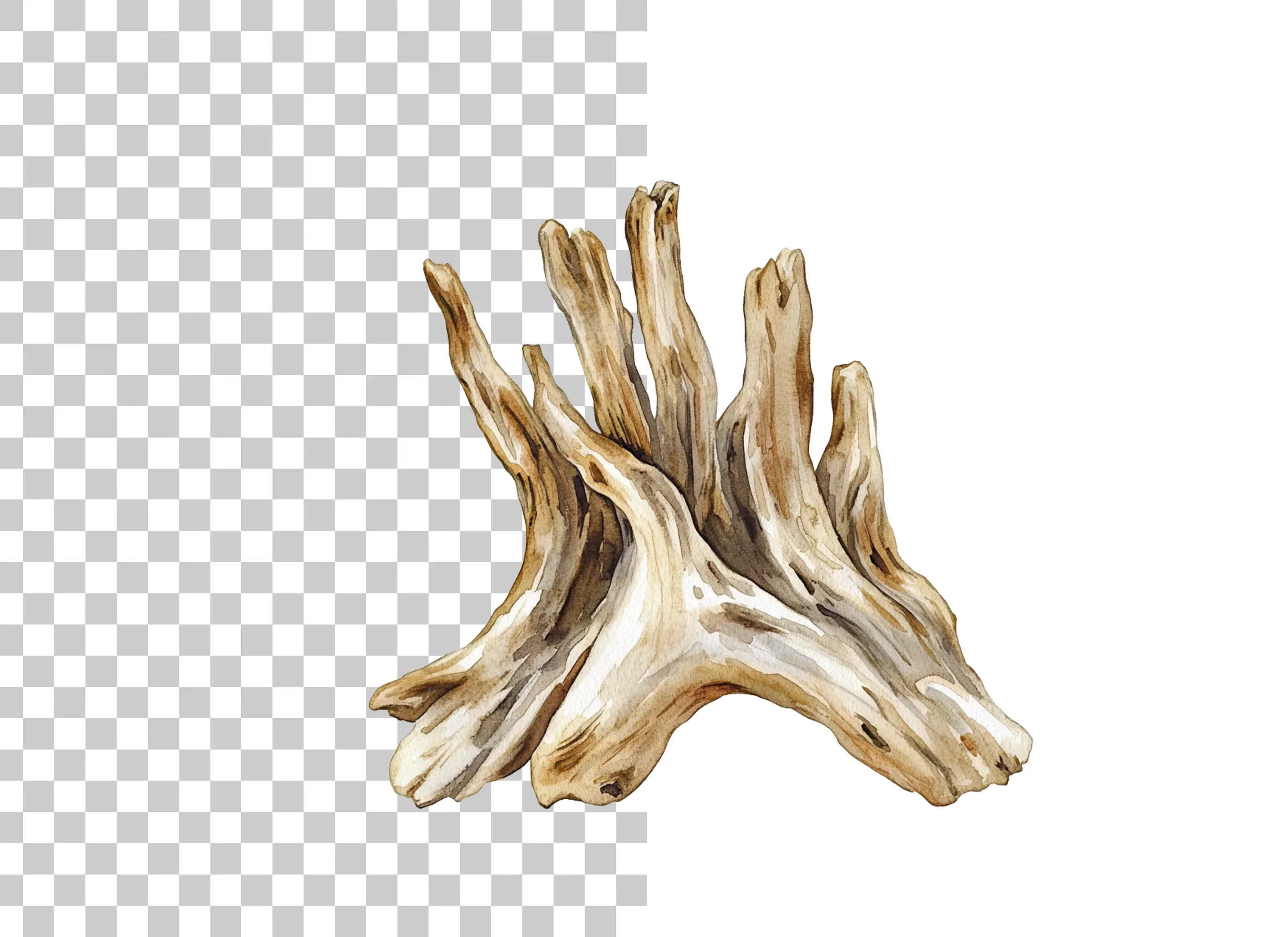 Natural Wood Root Illustration Clipart Bundle - Image 2